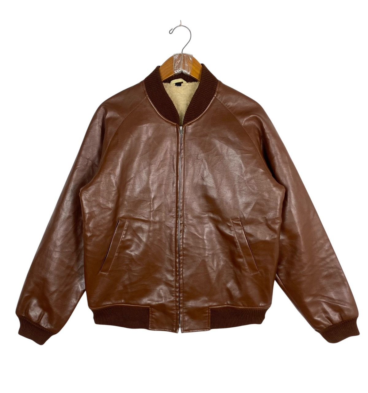 Japanese Brand Rare‼️ Vintage Japanese Brand Synthetic Leather Bomber Jacket Size US S / EU 44-46 / 1 - 1 Thumbnail