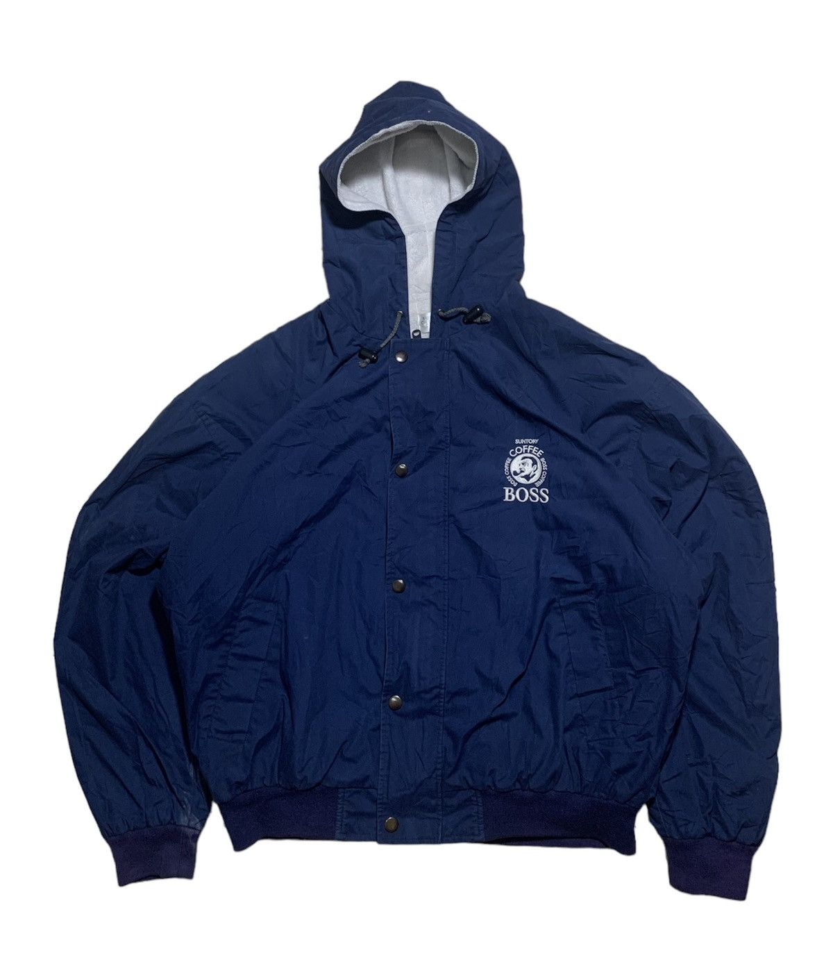 image of Vintage Suntory Coffee Boss Hooded Jacket in Navy, Men's (Size XL)