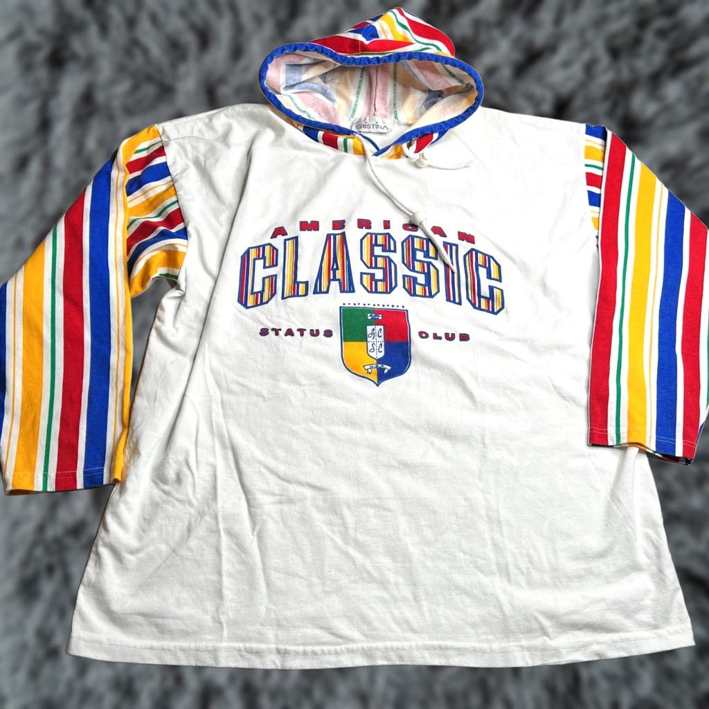 Vintage VINTAGE Cristina American Classic Hooded Long Sleeve Shirt L Mens White Striped Sleeves XL Size US L / EU 52-54 / 3 - 1 Thumbnail