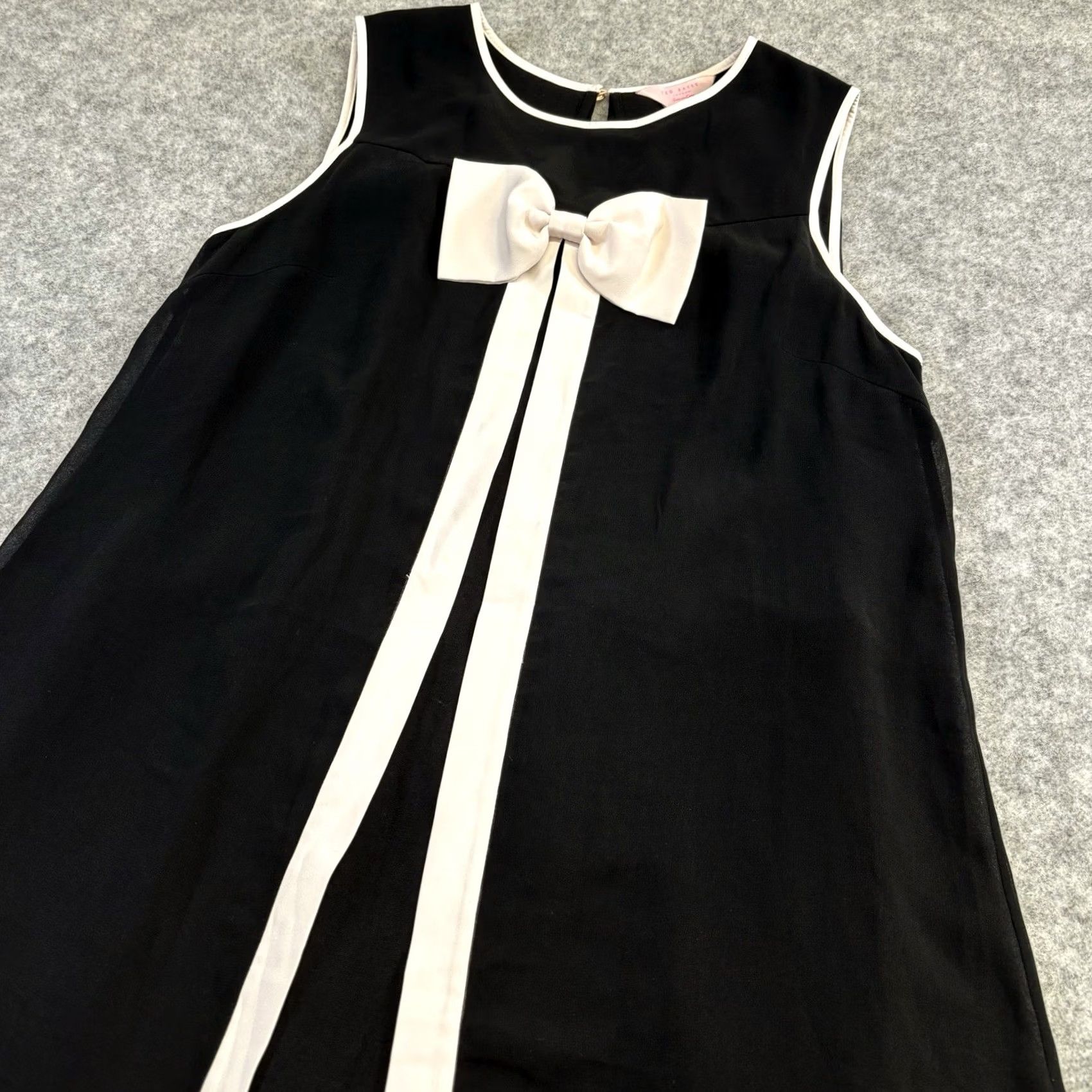 Ted Baker TED BAKER dress UK10 Josa bow colour block A-line flare swing tunic shift Dress Midi Black / Ivory Mens? Size L / US 10 / IT 46 - 3 Thumbnail