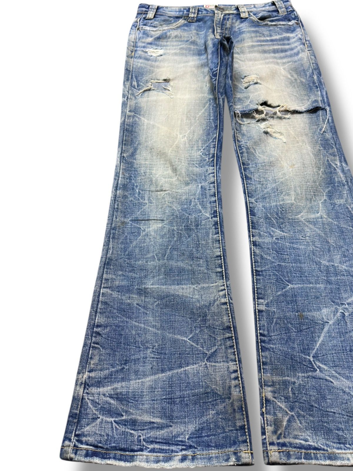 Ed Hardy Vintage Strawberry Leaves Flare Mudwash Grunge Denim Size US 32 / EU 48 - 3 Thumbnail