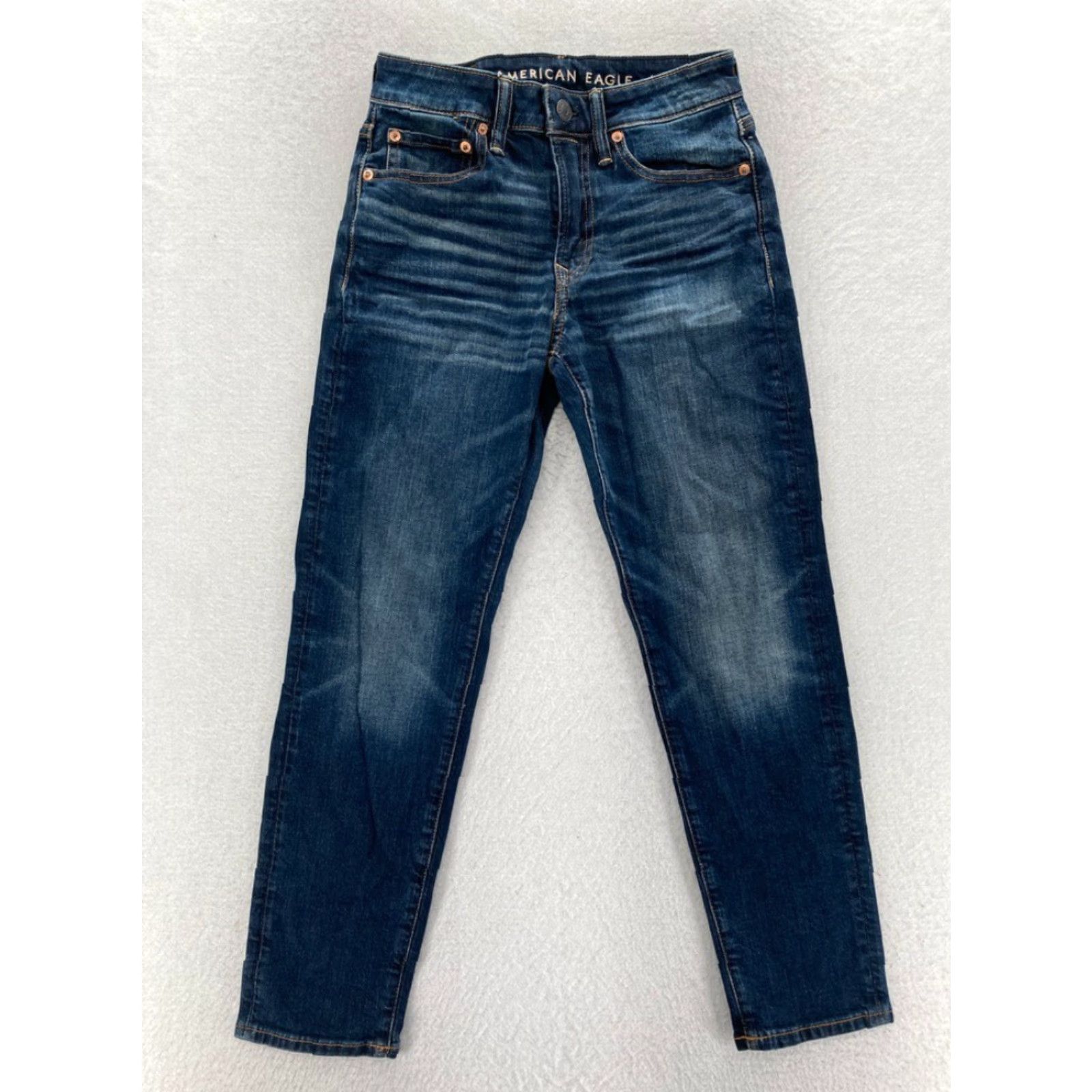 American Eagle Outfitters American Eagle Jeans Mens 26x28 Athletic Tapered Leg Dark Wash Blue Denim Pants Size US 26 / EU 42 - 2 Thumbnail