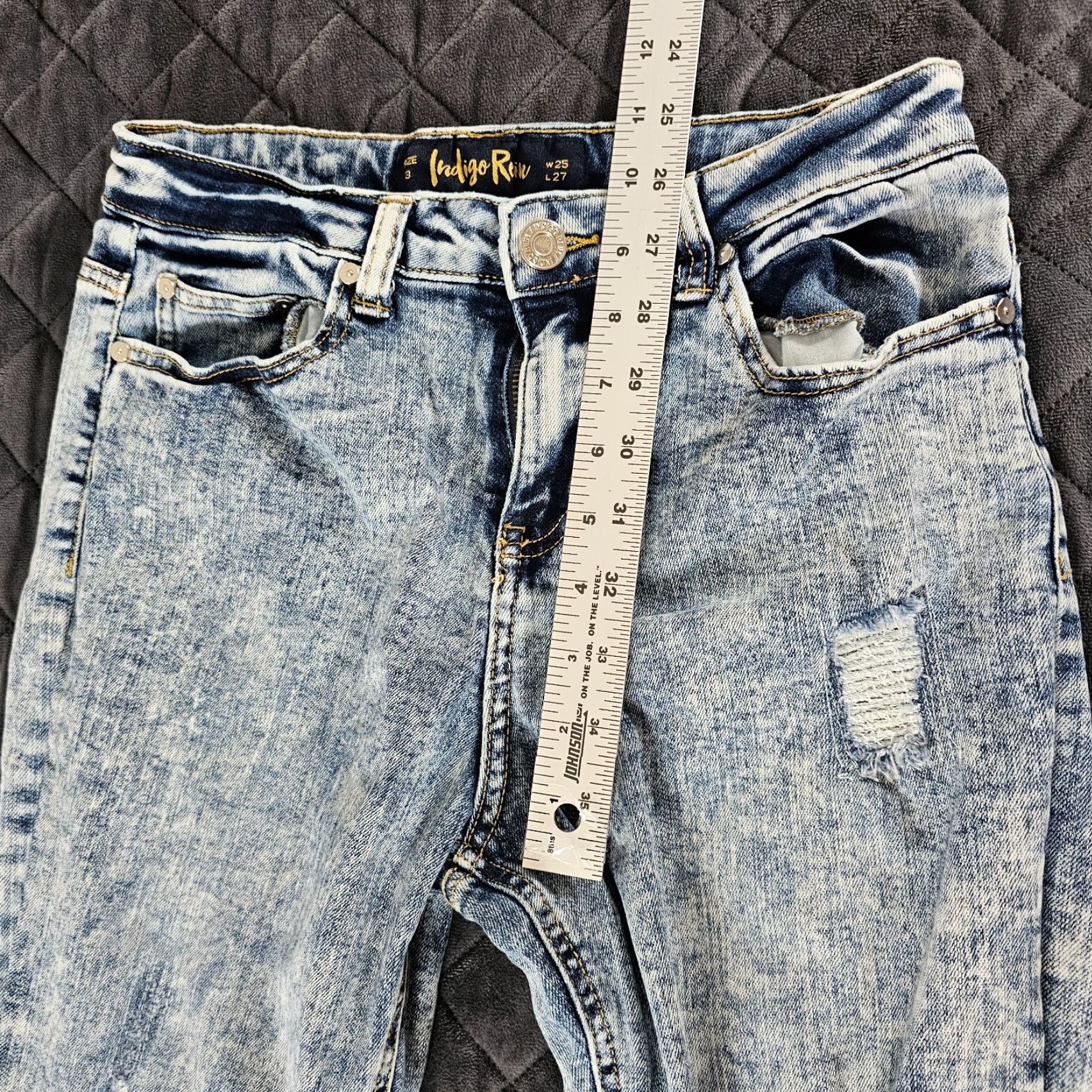 Vintage Indigo Rein Jeans Juniors 3 Blue Capri Cut Off Cropped Light Wash Distressed Size 26" / US 2 / IT 38 - 5 Thumbnail