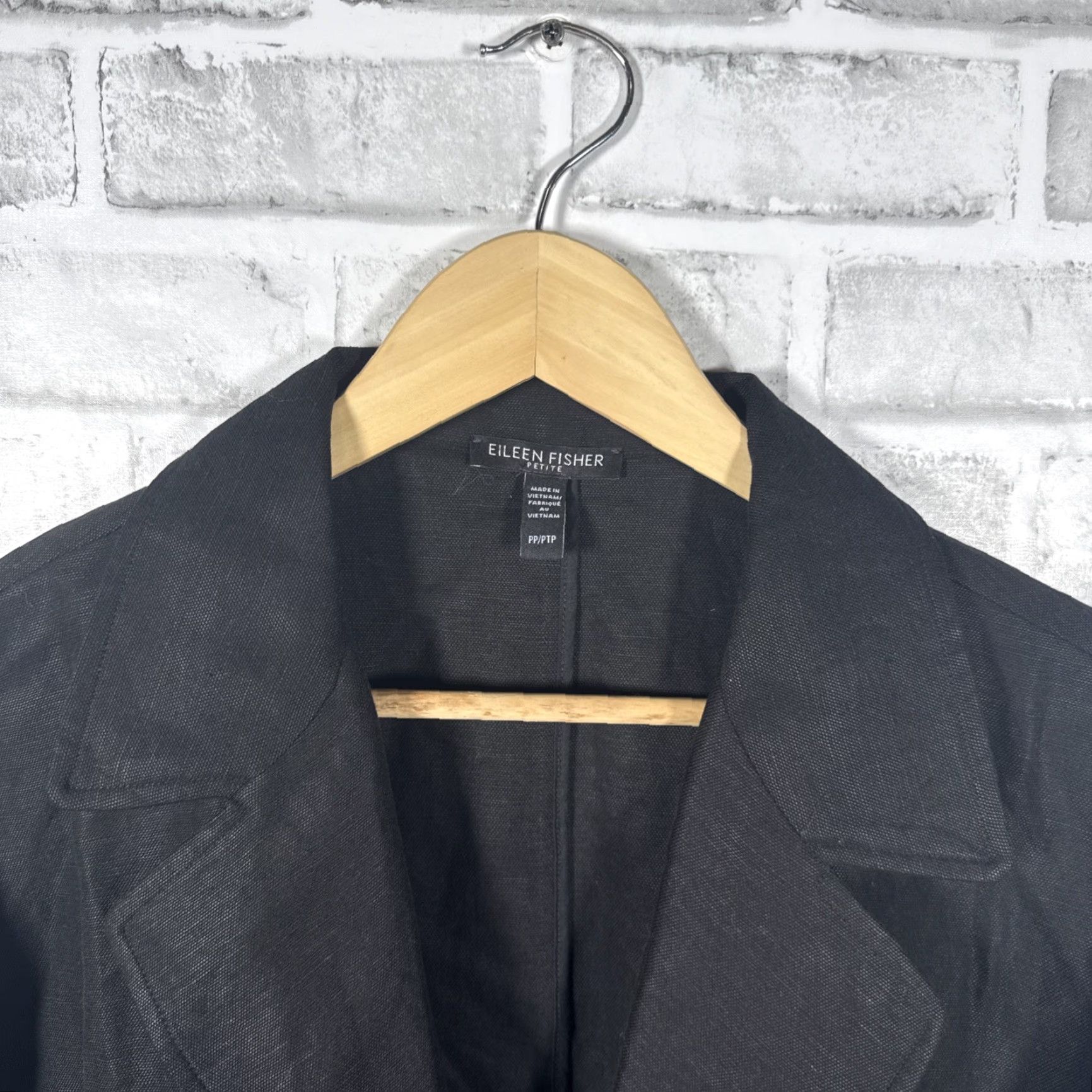 Eileen Fisher Eileen Fisher Blazer Coat Womens Black Linen Blend Size P Small Size S / US 4 / IT 40 - 2 Thumbnail