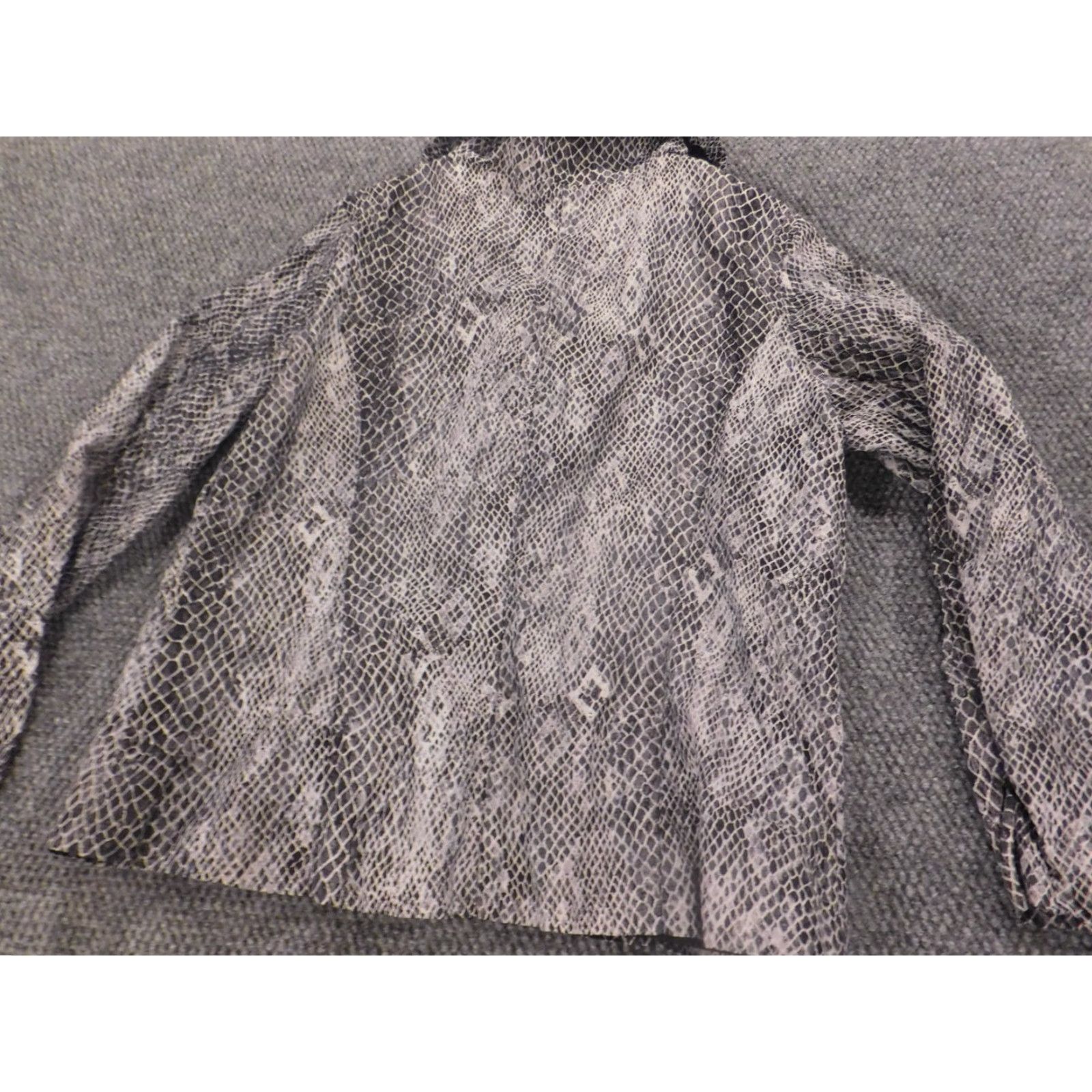 Vintage Chicos Jacket Gray Women Zip Animal Print Loose Snakeskin 2 Medium Open Casual Fur Trim Vintage No Size XS / US 0-2 / IT 36-38 - 6 Thumbnail
