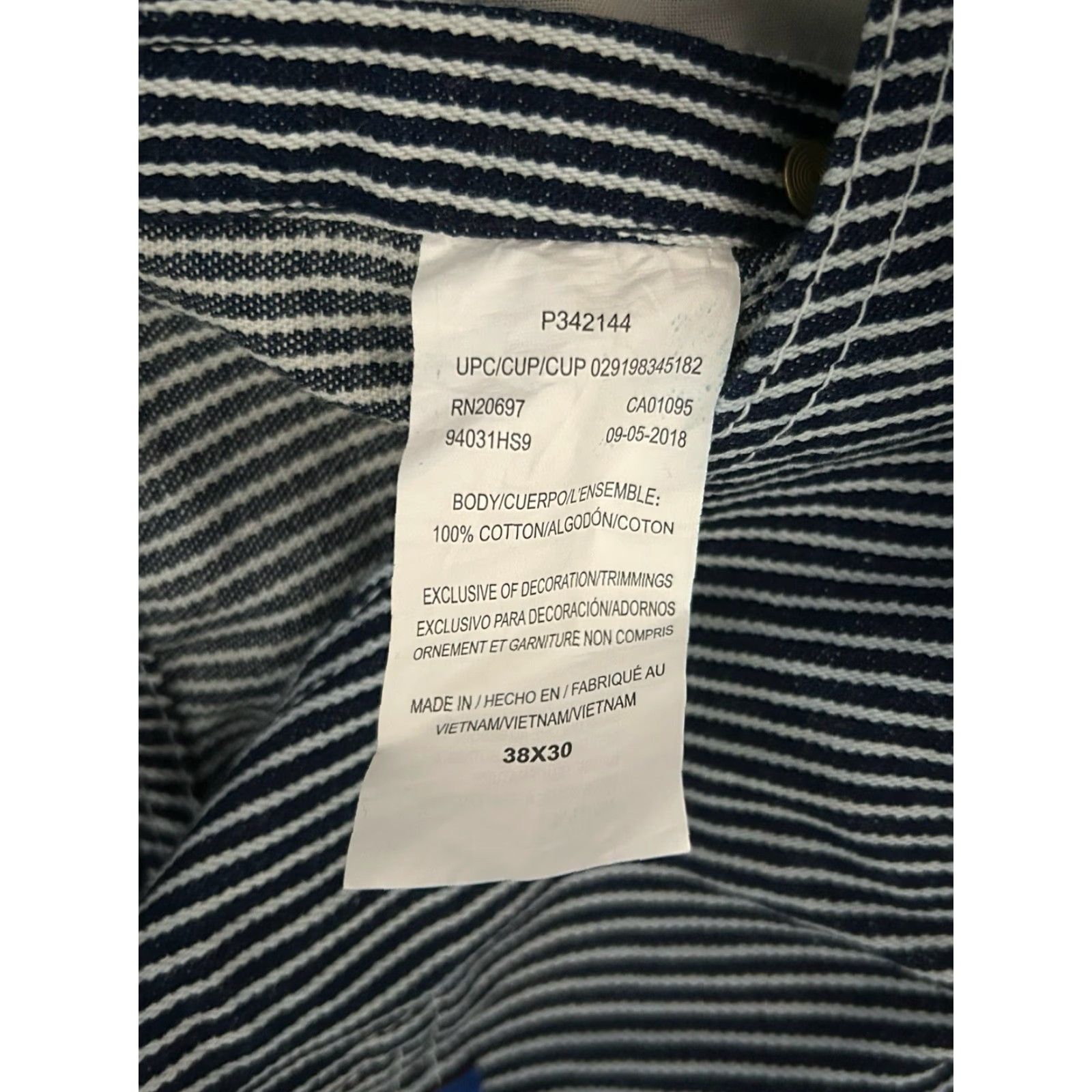 Vintage VINTAGE Big Smith Overalls Shirt Mens 38x30 Blue Striped 2010s Denim Conductor Bib Pants Size US 38 / EU 54 - 5 Thumbnail