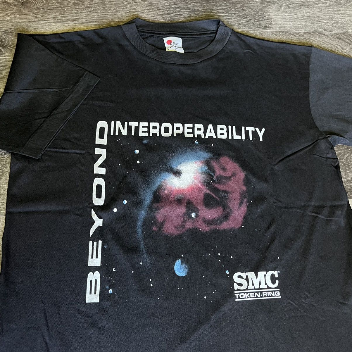 Microsoft × Vintage New Vintage 1990s SMC Token-Ring Galaxy Graphic Logo T Shirt Size US M / EU 48-50 / 2 - 3 Thumbnail