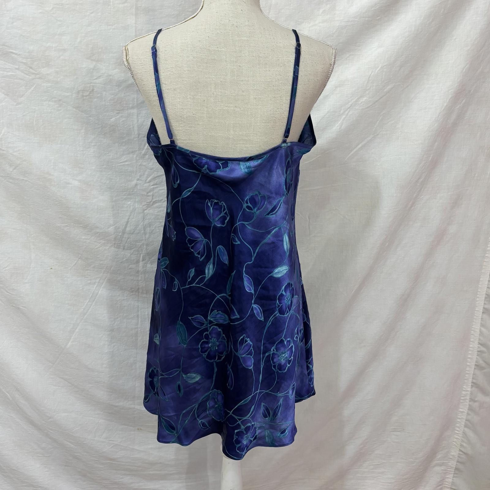 Other Vtg 90s satin floral blue & turquoise lingerie set sz large Size ONE SIZE - 6 Thumbnail