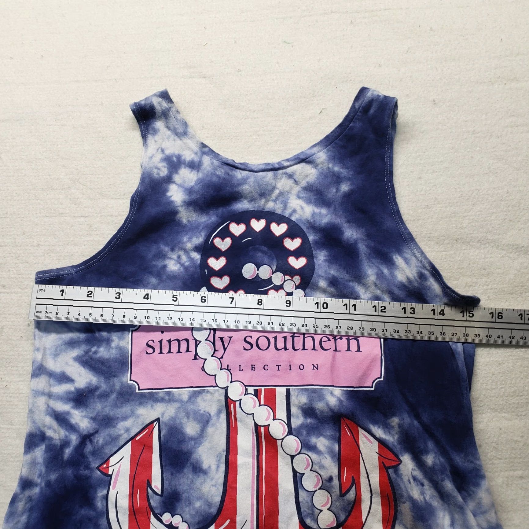 Born VINTAGE Simply Southern Tank Top Tie Dye Anchor Blue Red White Adult Women S Sleeveless Shirt 90s Size S / US 4 / IT 40 - 4 Thumbnail
