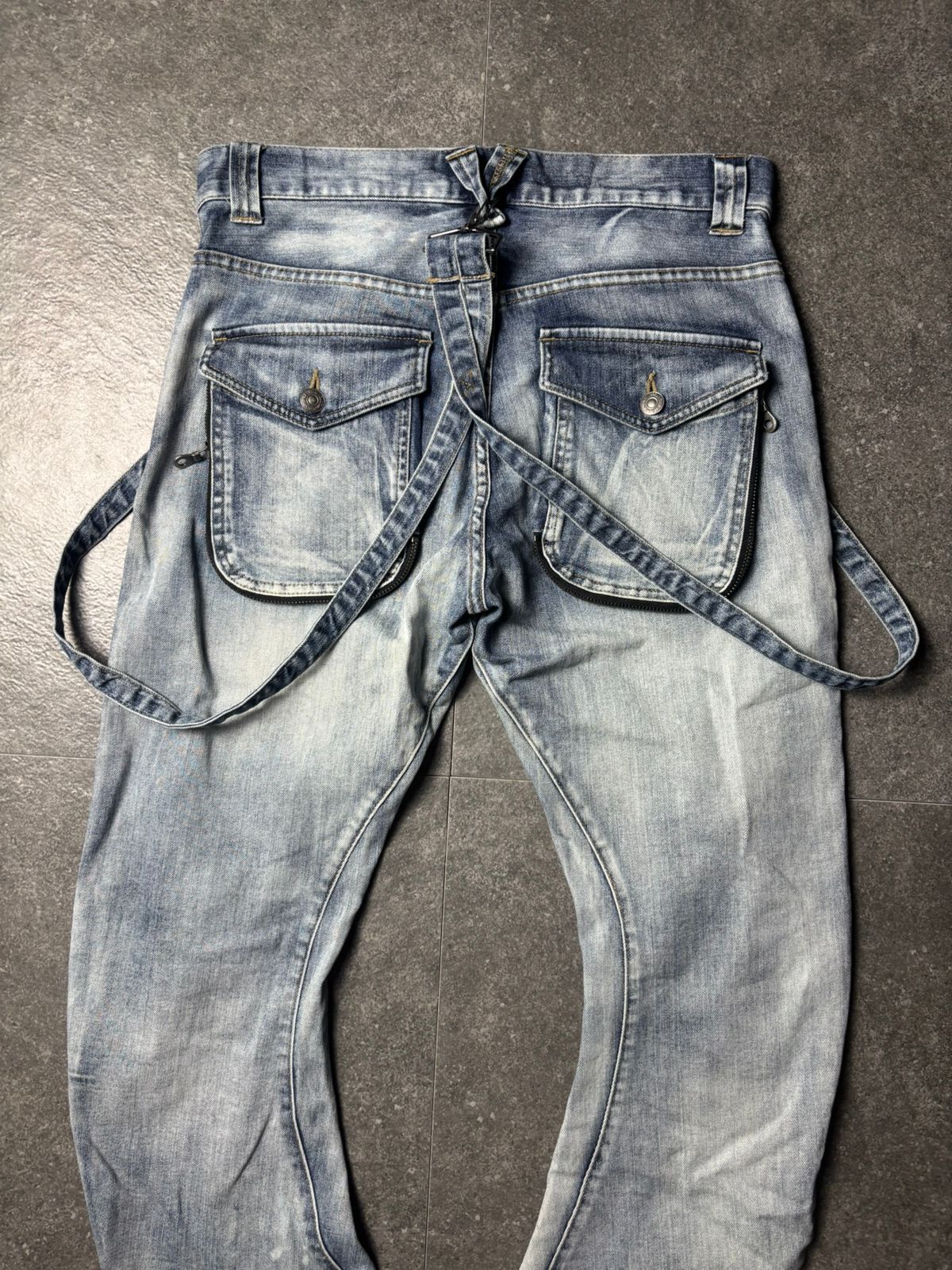 PPFM 2000s PPFM Suspender J-Cut Washed Jeans Size US 30 / EU 46 - 11 Thumbnail