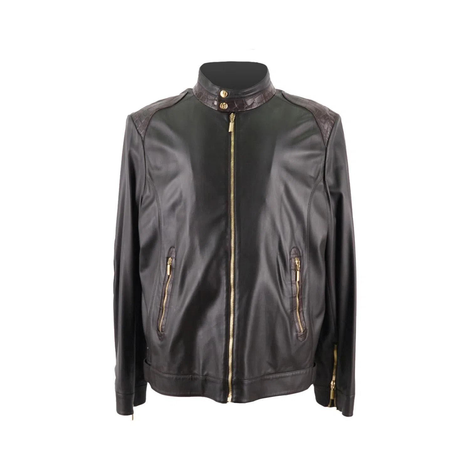 BRIONI LEATHER JACKET COAT