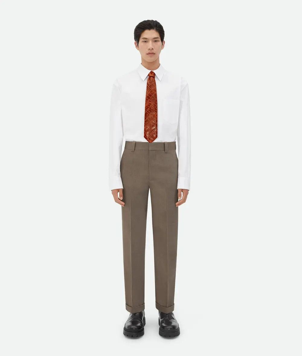 Bottega Veneta o1lf3ng11025 Wool Twill Cropped Trousers Grey/Ochre Melange Size US 30 / EU 46 - 1 Thumbnail