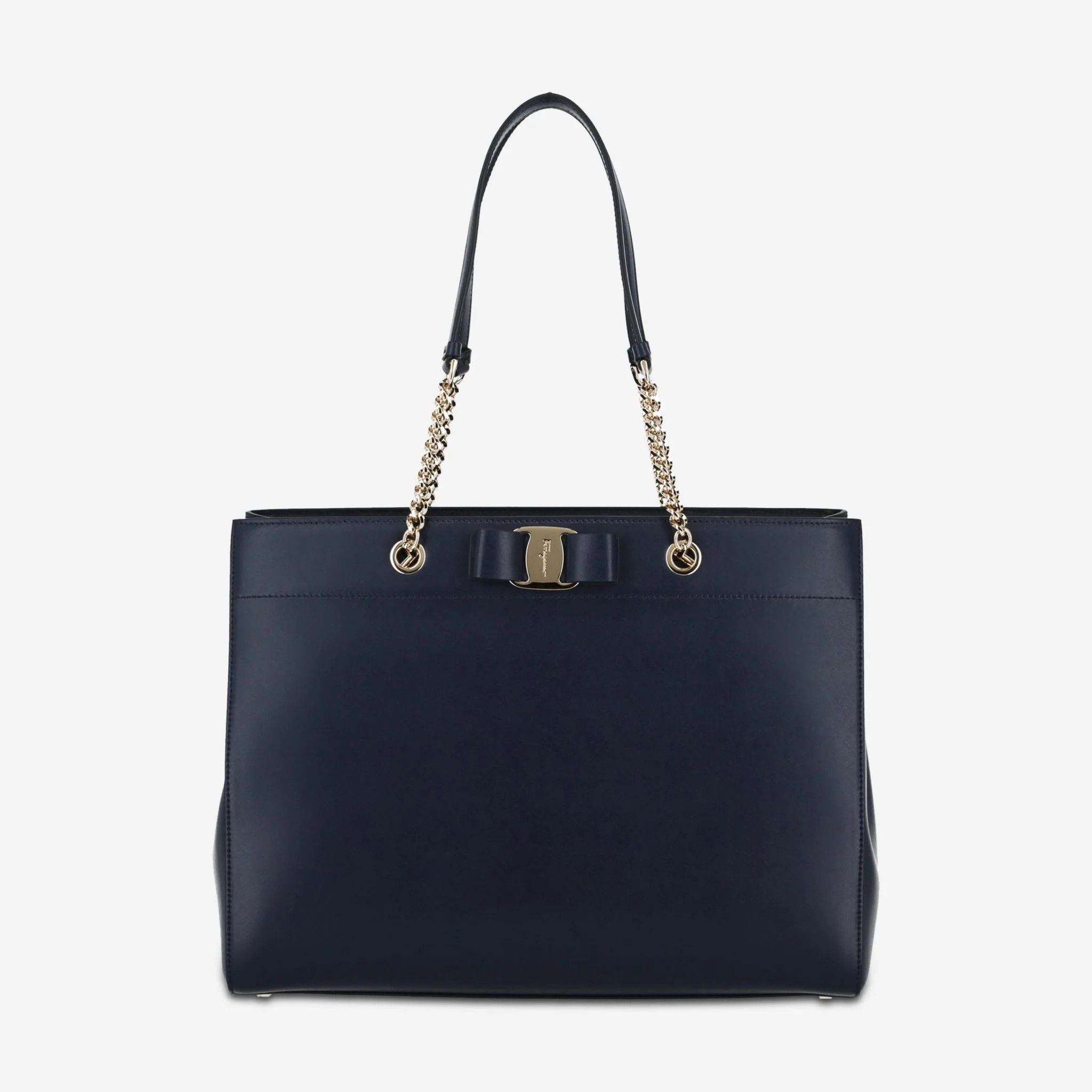 Salvatore Ferragamo o1s1rm1124 Size: OS / Vara Bow Leather Tote Bag in Blue Size ONE SIZE - 1 Thumbnail