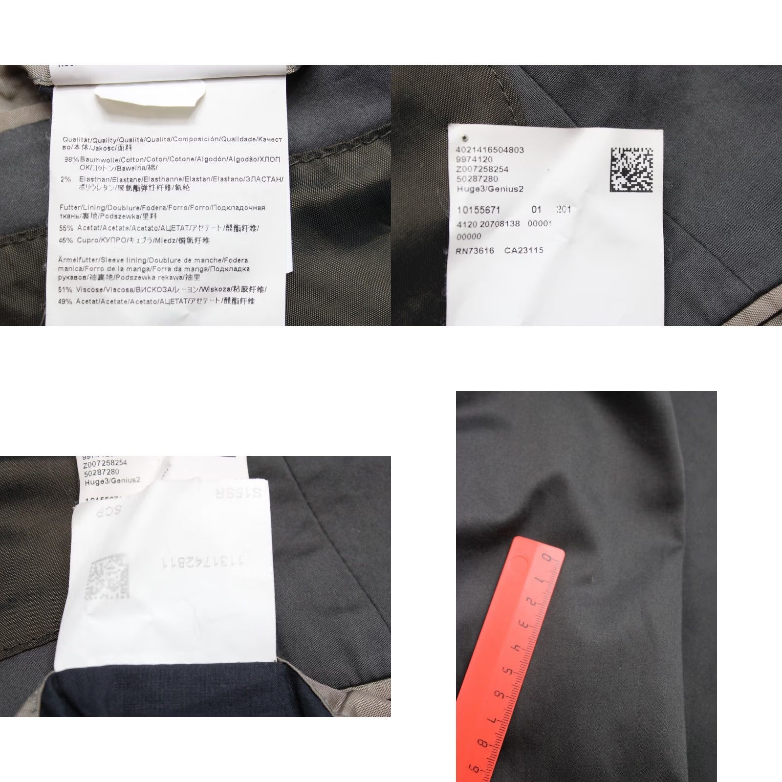 Hugo Boss HUGO BOSS Blazer Men US 40R Notch Lapel Single-Breasted Grey 98% Cotton 2% Elastane Lined Stretch Vintage: No Size 40R - 9 Thumbnail