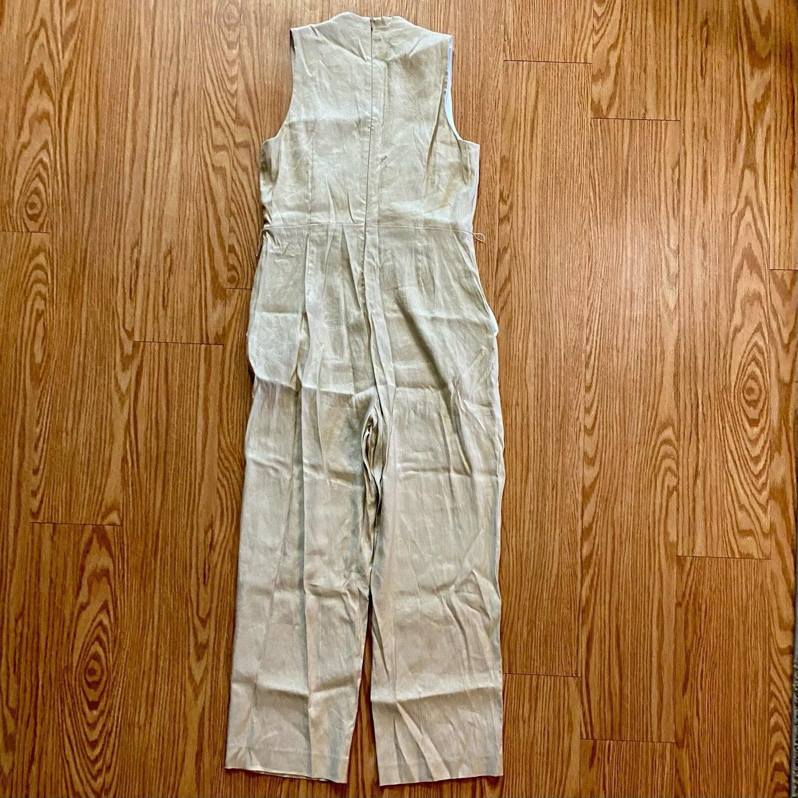 Other Antonio Melani Tan Sleeveless Wide Leg Jumpsuit Womens 12 Size XL / US 12-14 / IT 48-50 - 6 Thumbnail