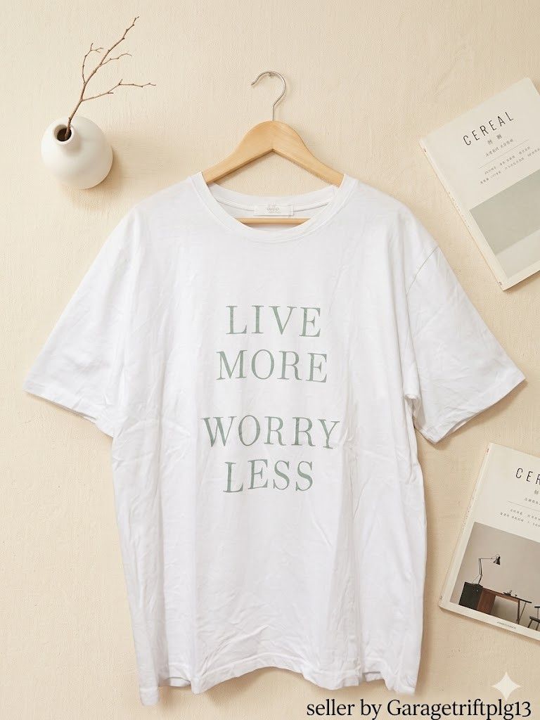 Other T-SHIRT FASHION KOREA "LIVE MORE WORRY LASS" Size US L / EU 52-54 / 3 - 1 Thumbnail