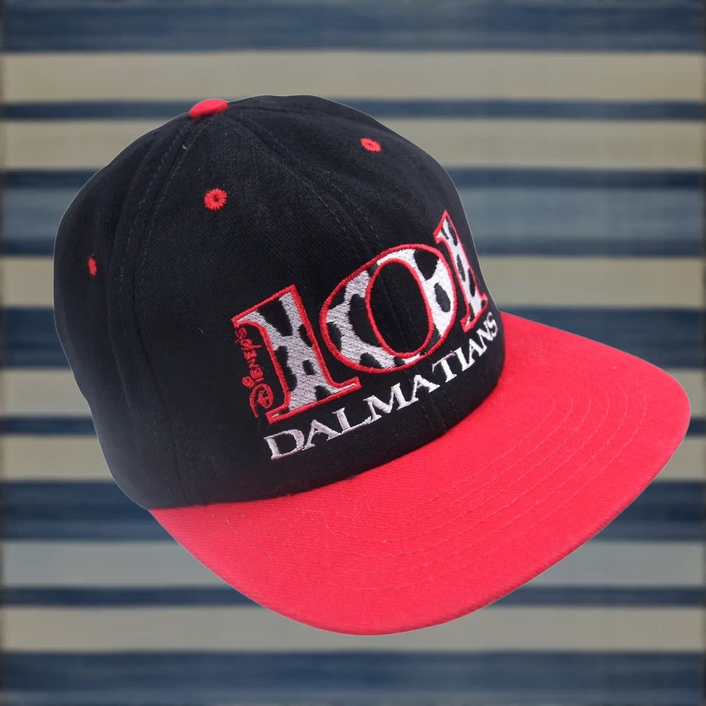 Disney VINTAGE Disney 101 Dalmatians Spellout Snapback Hat Men Adjustable OS Black Hats Size ONE SIZE - 1 Thumbnail