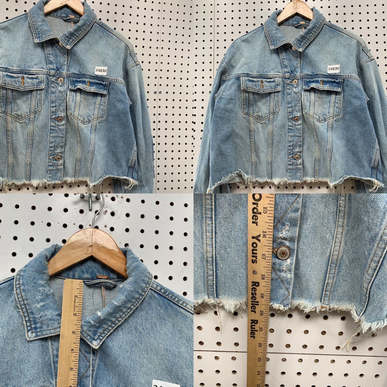 Free People Free People Denim Trucker Jacket Womens Small Blue Light Wash RAW Hem 21x19.5 Size S / US 4 / IT 40 - 8 Thumbnail