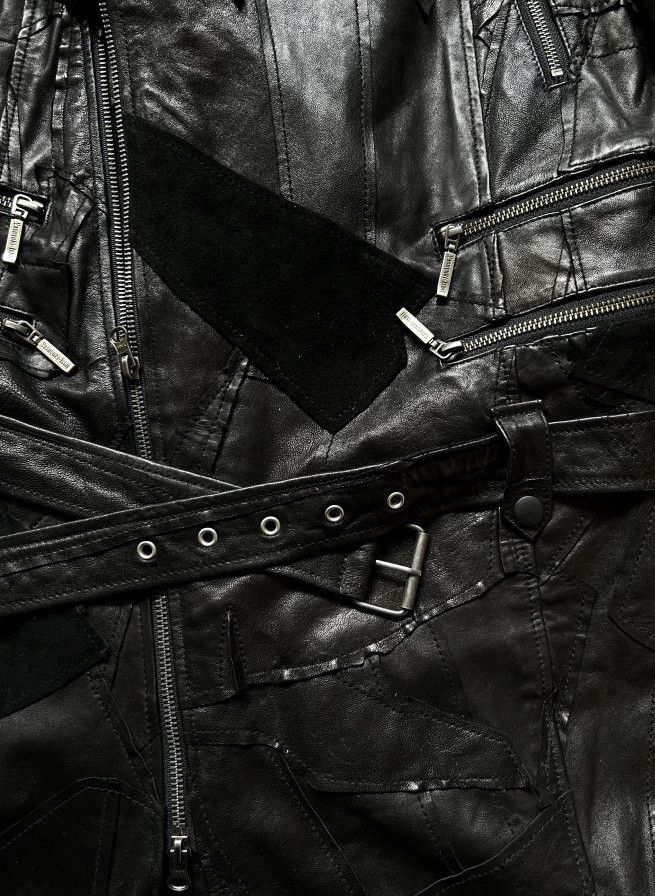 Yasuyuki Ishii Yasuyuki Ishii Heavily Distressed Dark Patch Leather Coat Size US XL / EU 56 / 4 - 7 Thumbnail