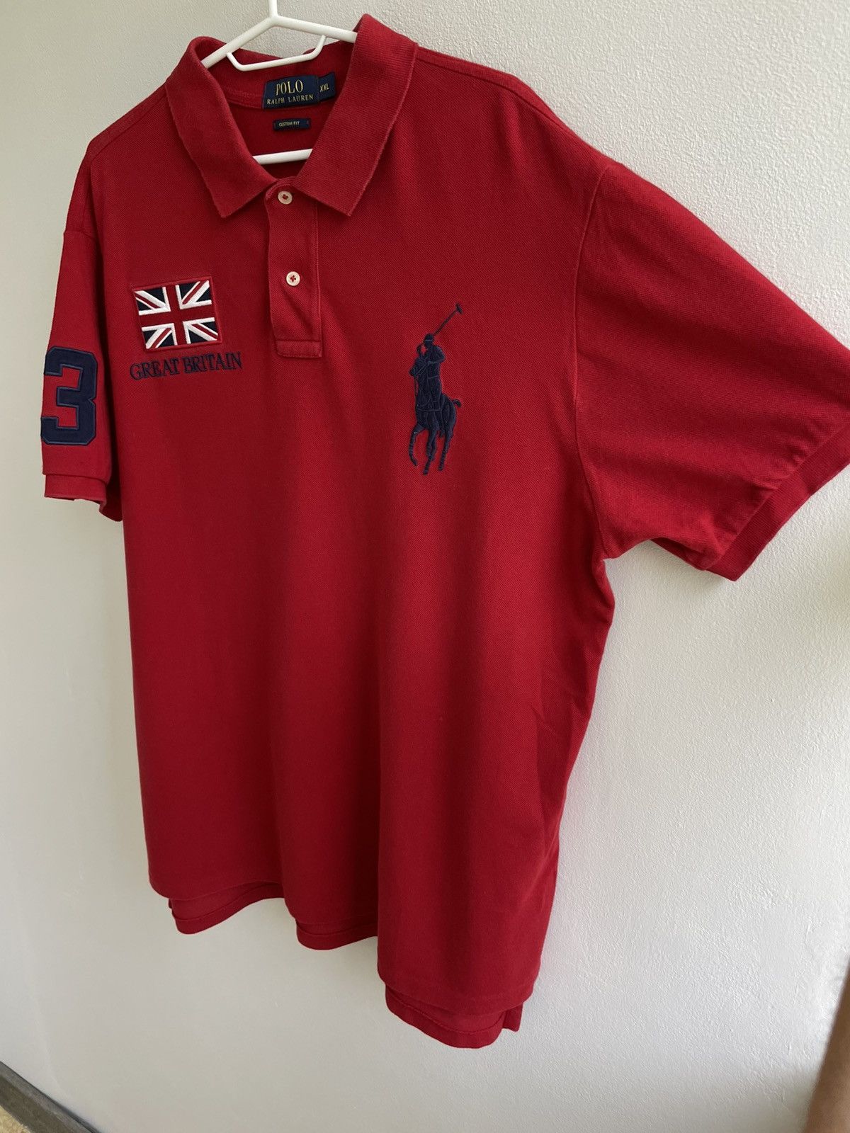 Polo Ralph Lauren × Vintage Polo Ralph Lauren Great Britain 3 Flag PRL Red Polo Shirt Size US XXL / EU 58 / 5 - 11 Thumbnail
