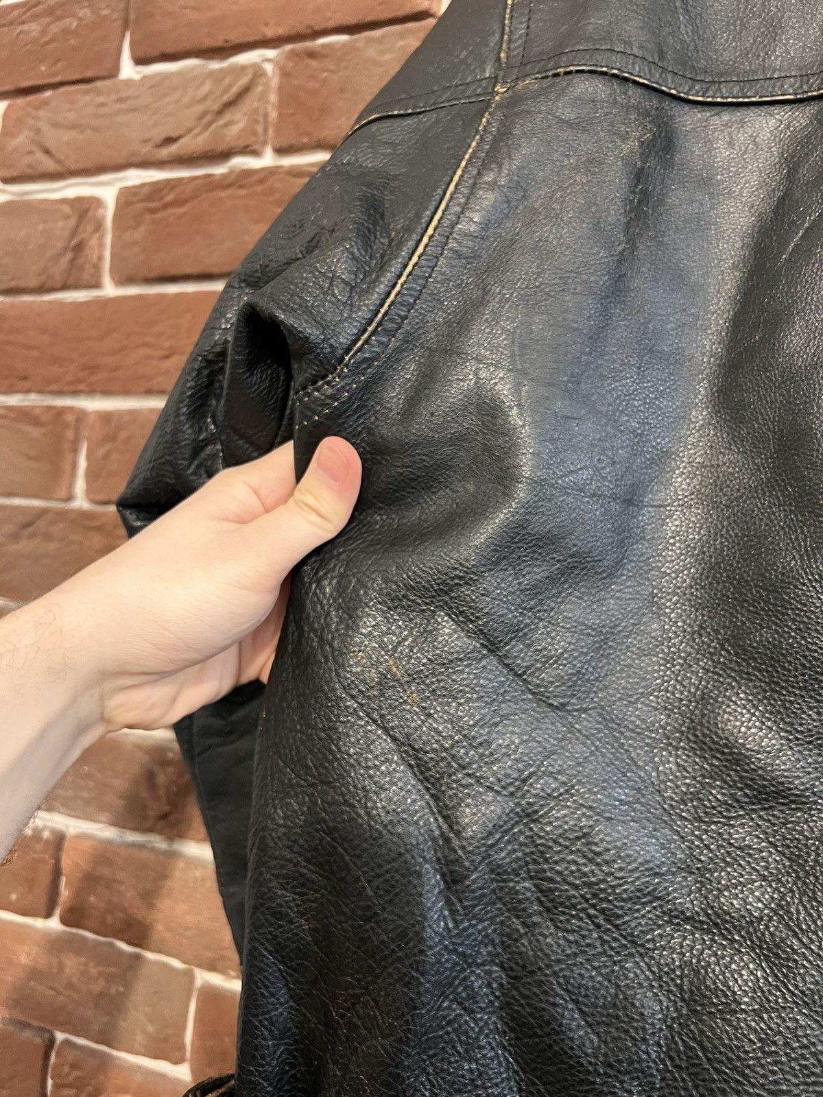 Vintage Rare Vintage Genuine Leather Boxy Cropped Jacket 90s Metal Size US M / EU 48-50 / 2 - 9 Thumbnail