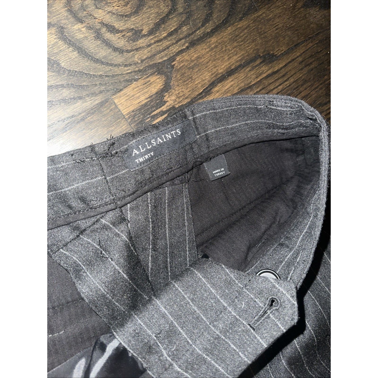 Allsaints All Saints Pinstripe Wool Trousers - Men's Black Size 28 Size US 28 / EU 44 - 3 Thumbnail