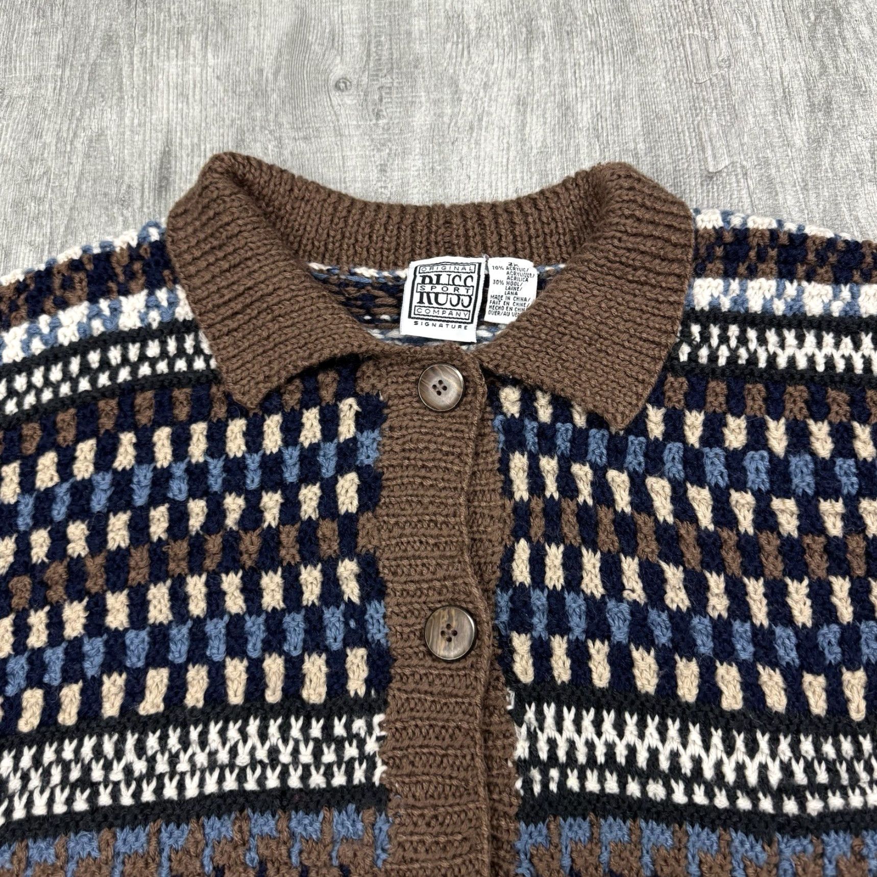 Vintage VINTAGE 90s Russ Sport Chunky Knit Button Front Cardigan Wool Blend Women’s 2XL Cottage Core Fall Spring Winter Size XXL / US 16-18 / IT 52-54 - 2 Thumbnail