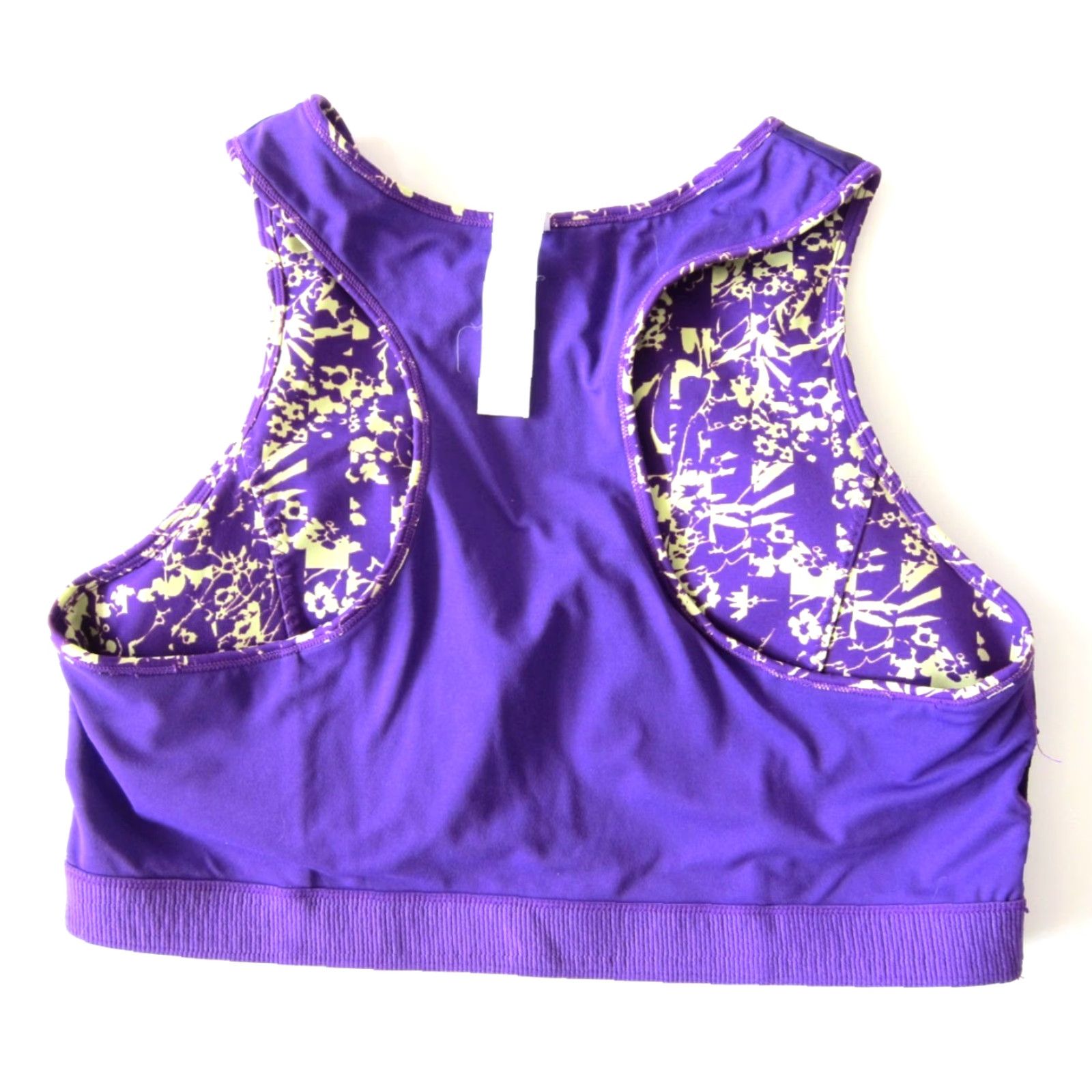 Fabletics Fabletics Sports Bra Women 3X Purple Yellow Floral Abstract Run Workout Yoga Wireless Compression Size ONE SIZE - 4 Thumbnail