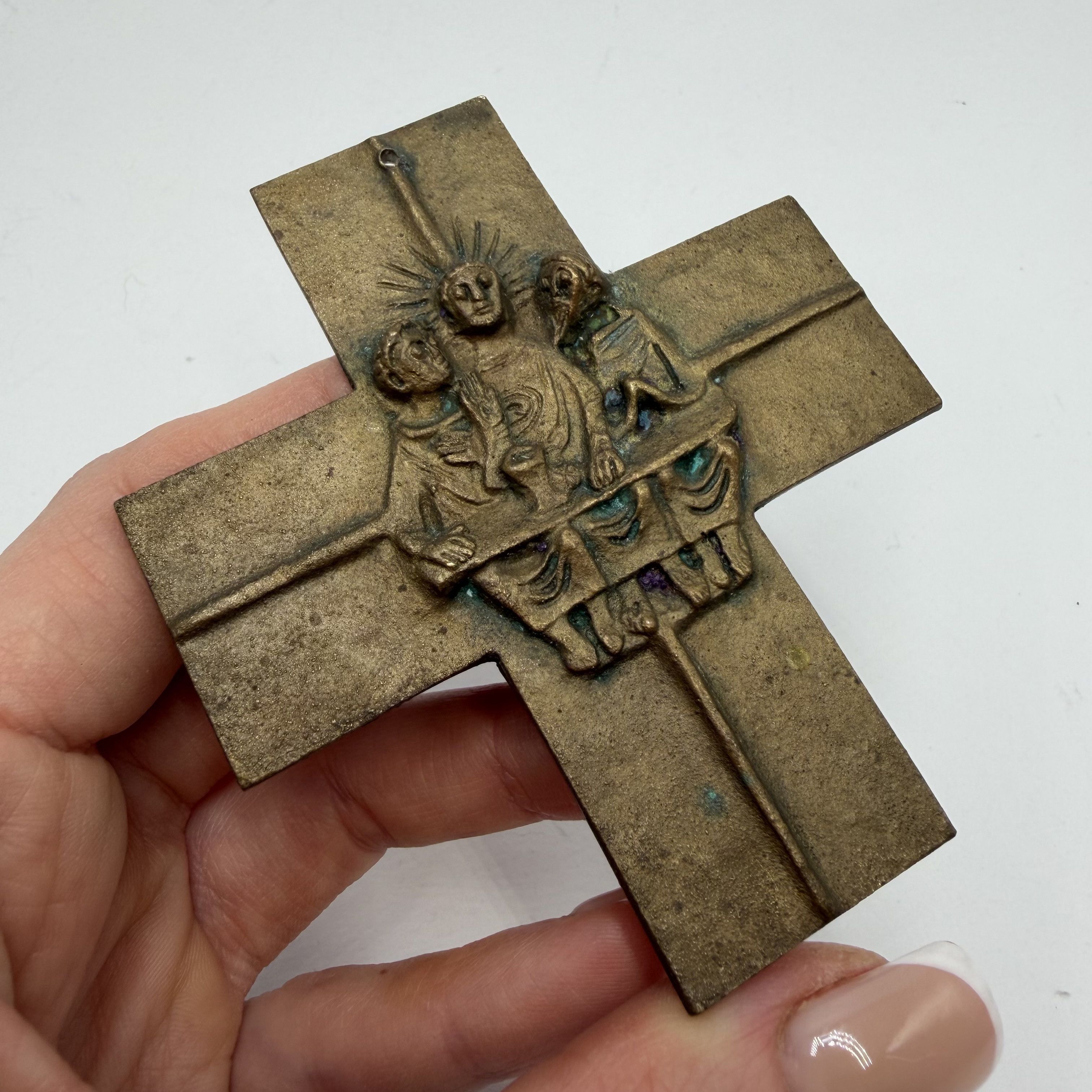 Vintage Vintage Bronze Christian Wall Cross Religious Decor 9.5cm Size ONE SIZE - 5 Thumbnail
