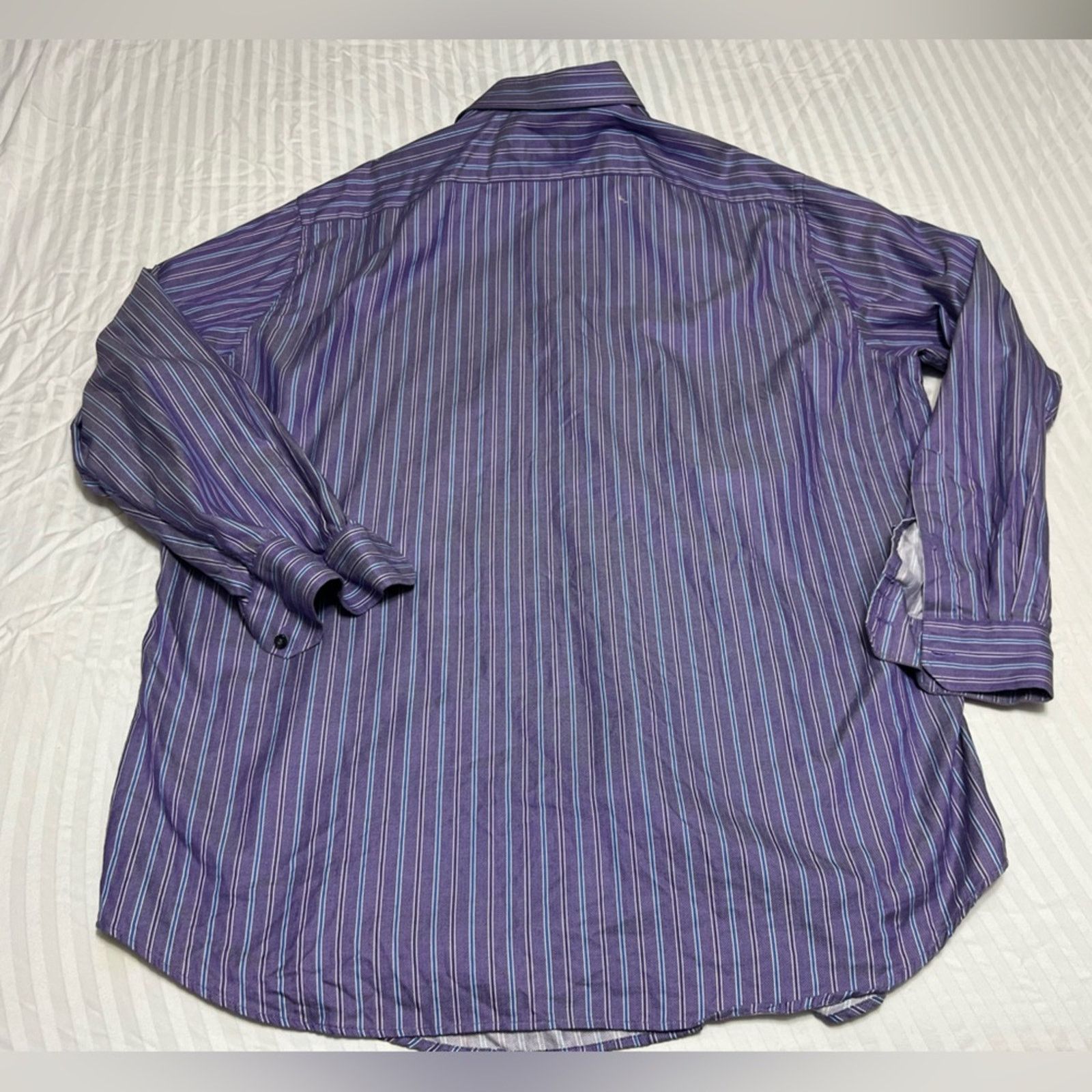 Robert Graham Robert Graham Men's Purple Striped Long Sleeve Shirt 18 TALL Size US XXL / EU 58 / 5 - 2 Thumbnail
