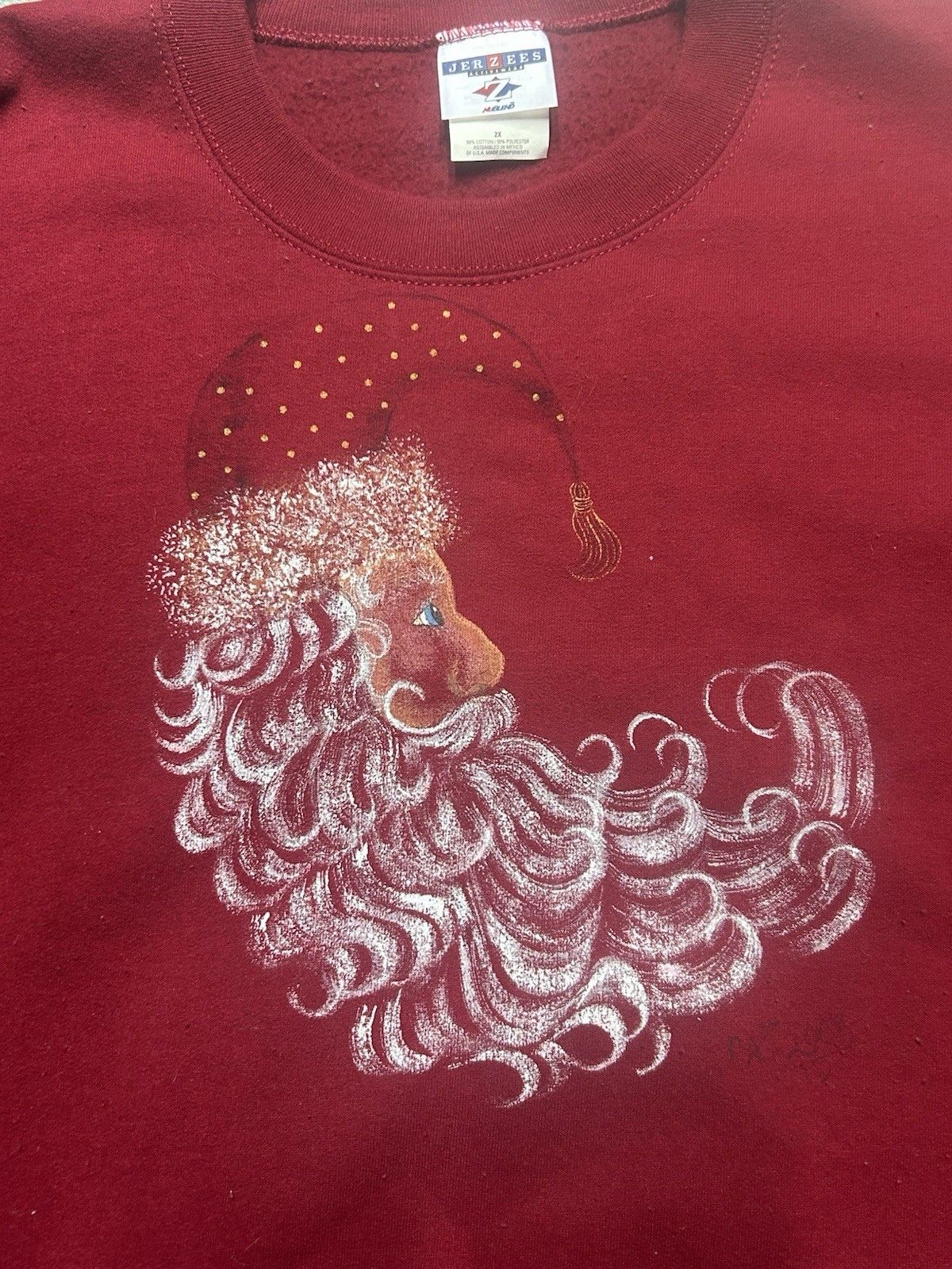 Vintage sweatshirt Santa Claus hand painted Christmas holiday XXL Size US XXL / EU 58 / 5 - 2 Thumbnail