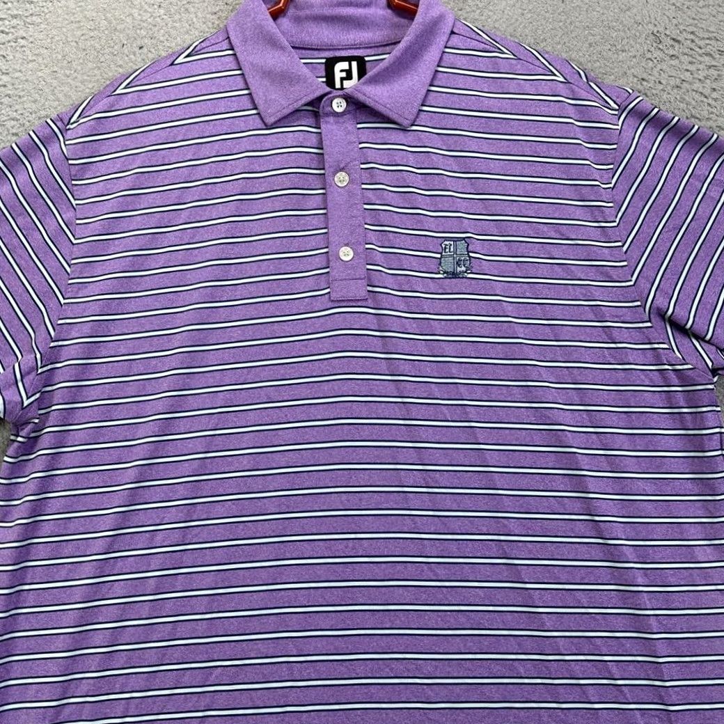 Footjoy FootJoy FJ Polo Shirt Mens XL Purple Stripe Rugby Athletic Short Sleeve Shirt Size US XL / EU 56 / 4 - 2 Thumbnail