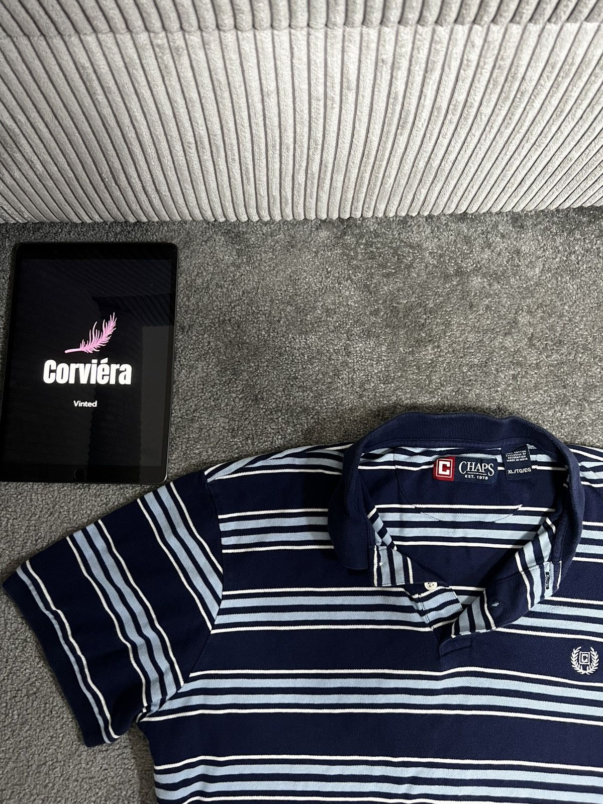 Chaps Ralph Lauren × Designer × Vintage Chaps Vintage Striped Polo Shirt Size US XL / EU 56 / 4 - 2 Thumbnail