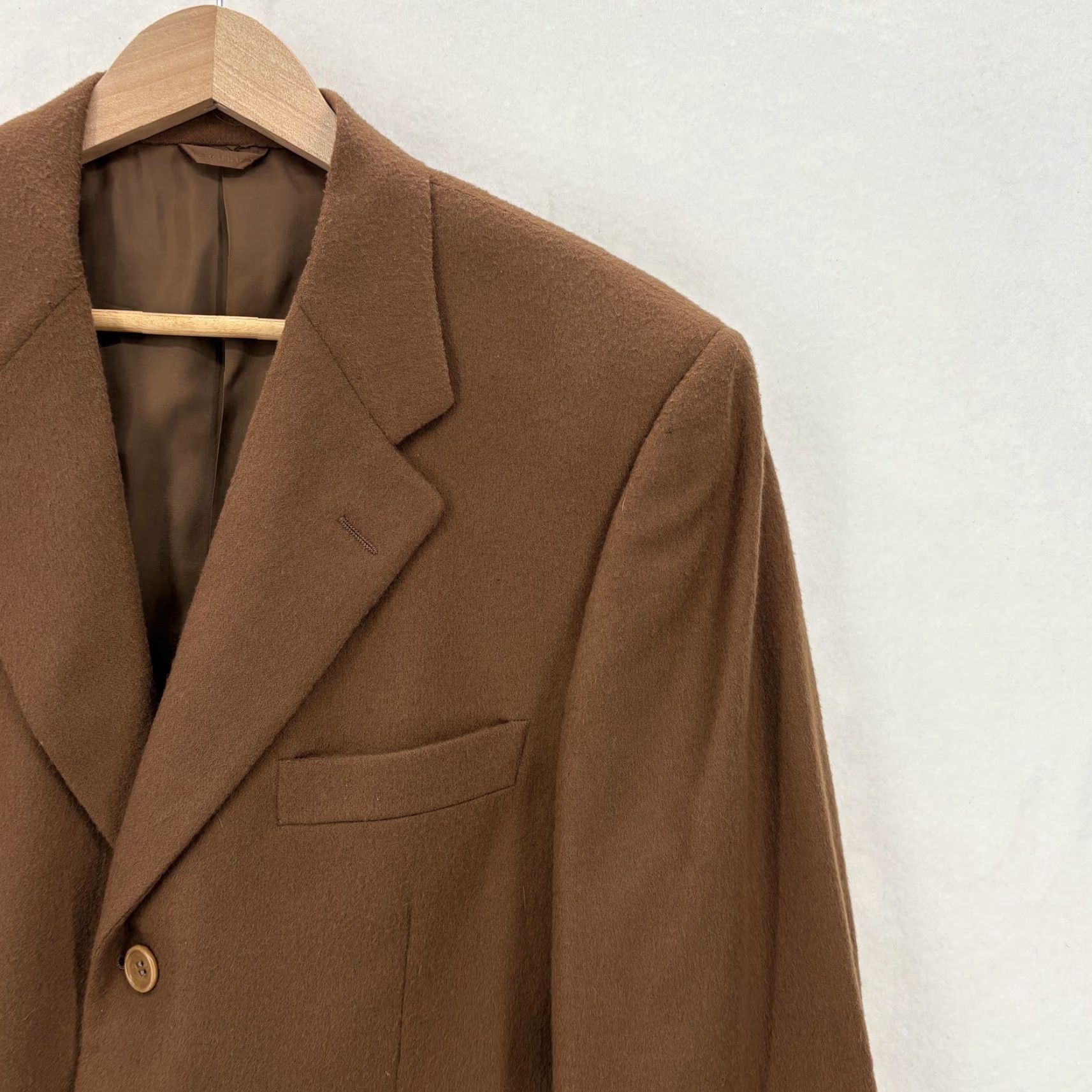 Vintage VINTAGE Flying Cross Sport Coat Jacket Mens 40R Brown Wool Cashmere 3 Button Notch Lapel Single-Breasted Italy Size US XXS / EU 40 - 2 Thumbnail