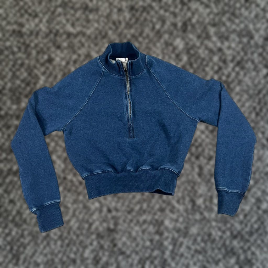 Good American GOOD AMERICAN Sweatshirt Pullover Mock Zip Indigo Blue Cropped N/A Size M / US 6-8 / IT 42-44 - 1 Thumbnail
