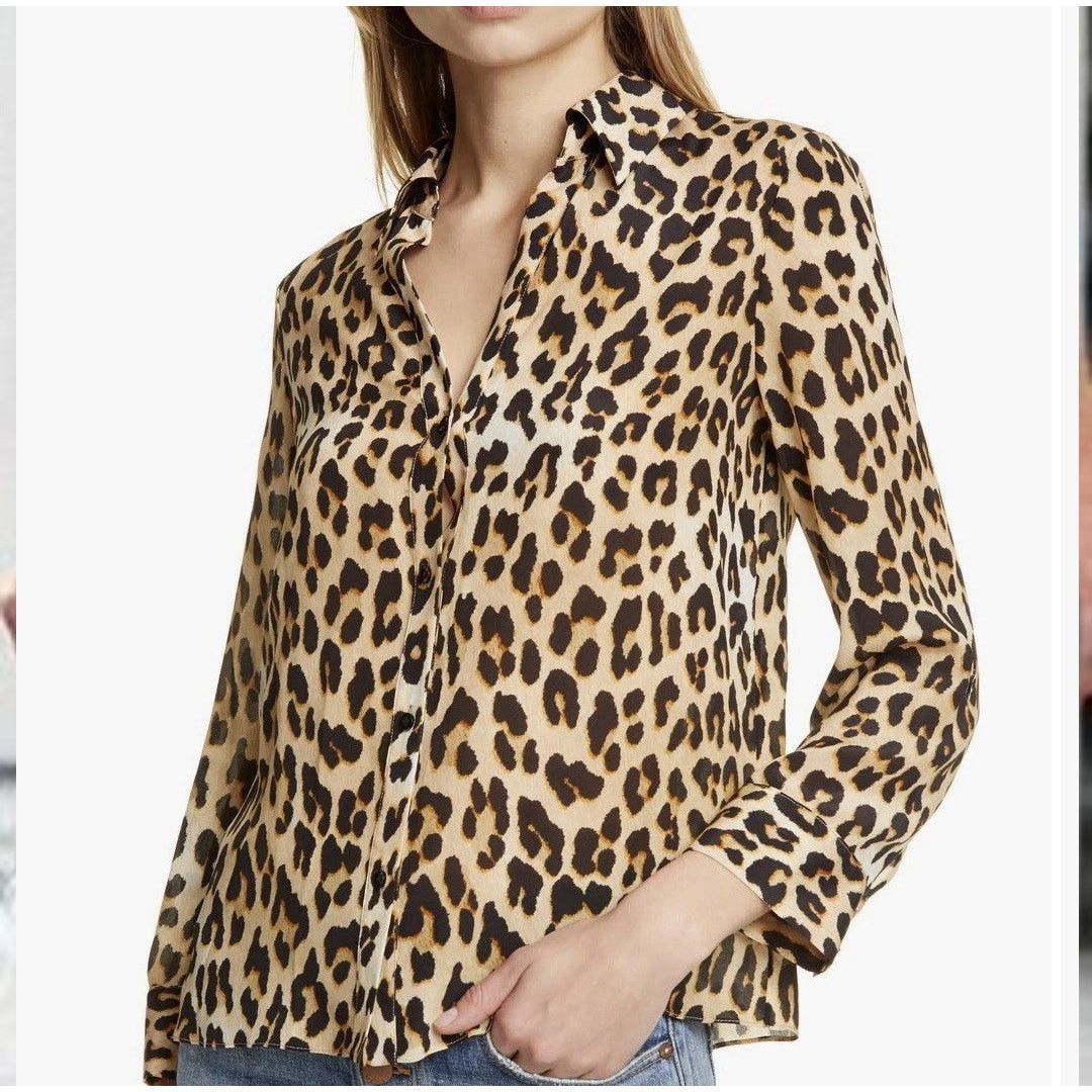 Alice + Olivia Alice + Olivia Eloise Leopard Print Silk Blouse XS Mob Wife Size XS / US 0-2 / IT 36-38 - 1 Thumbnail