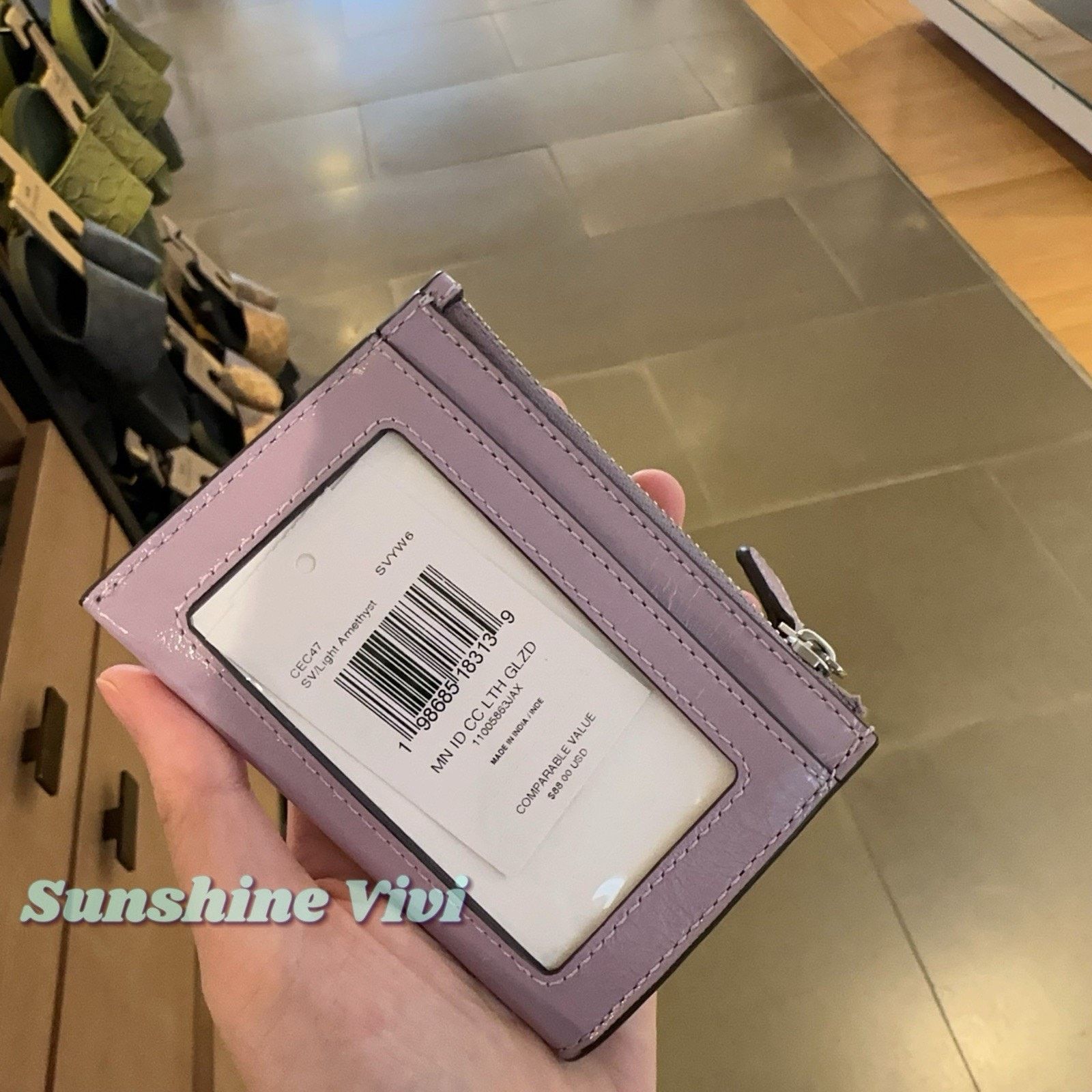 Coach NWT Coach Mini Skinny Id Case leather CEC47 Light Amethyst Size ONE SIZE - 5 Thumbnail