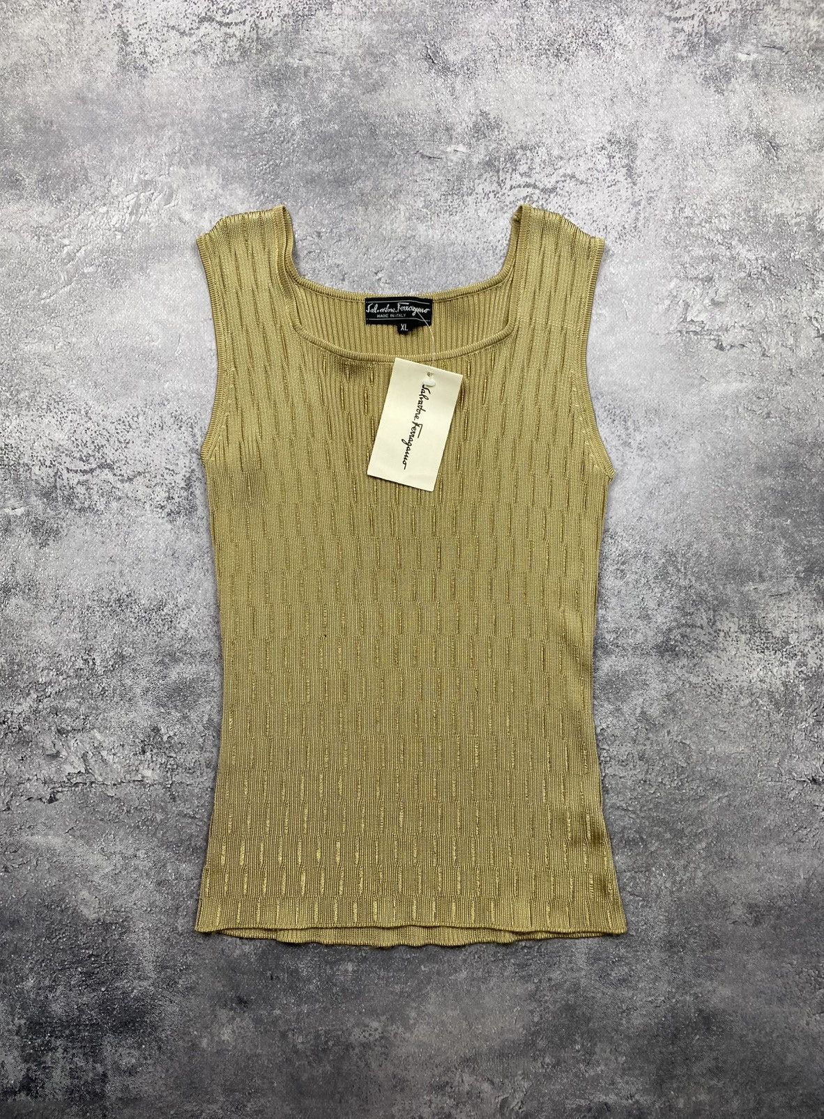 Salvatore Ferragamo Silk Tank Top Rare Striped Shirt 90s