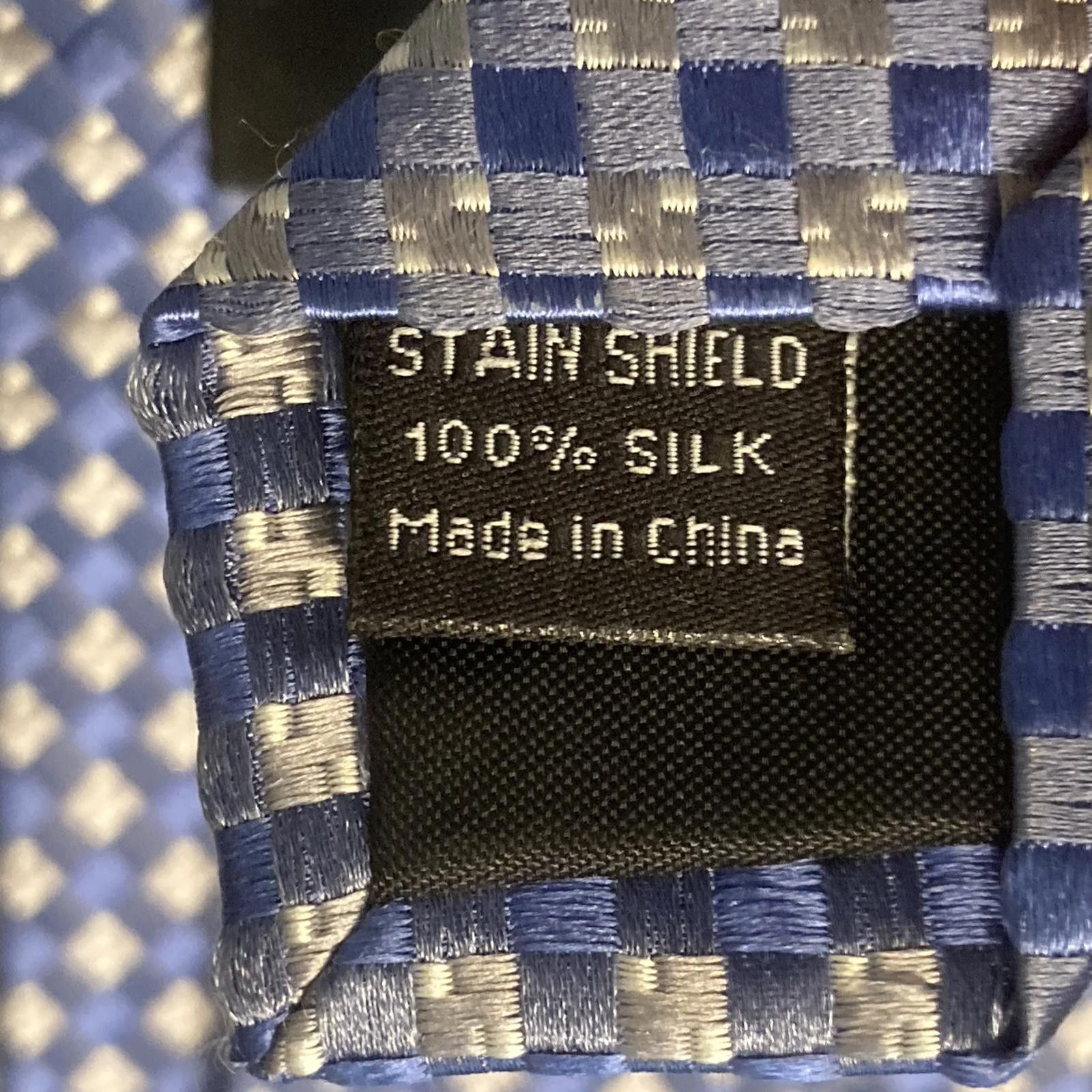 Van Heusen Van Heusen Blue Checkered Silk Tie 57/3.5 Size ONE SIZE - 4 Thumbnail