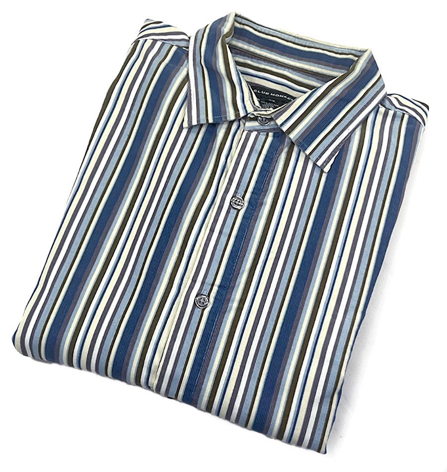 Club Monaco Club Monaco Blue Striped Vintage Corduroy Button Front Shirt Size US M / EU 48-50 / 2 - 1 Thumbnail