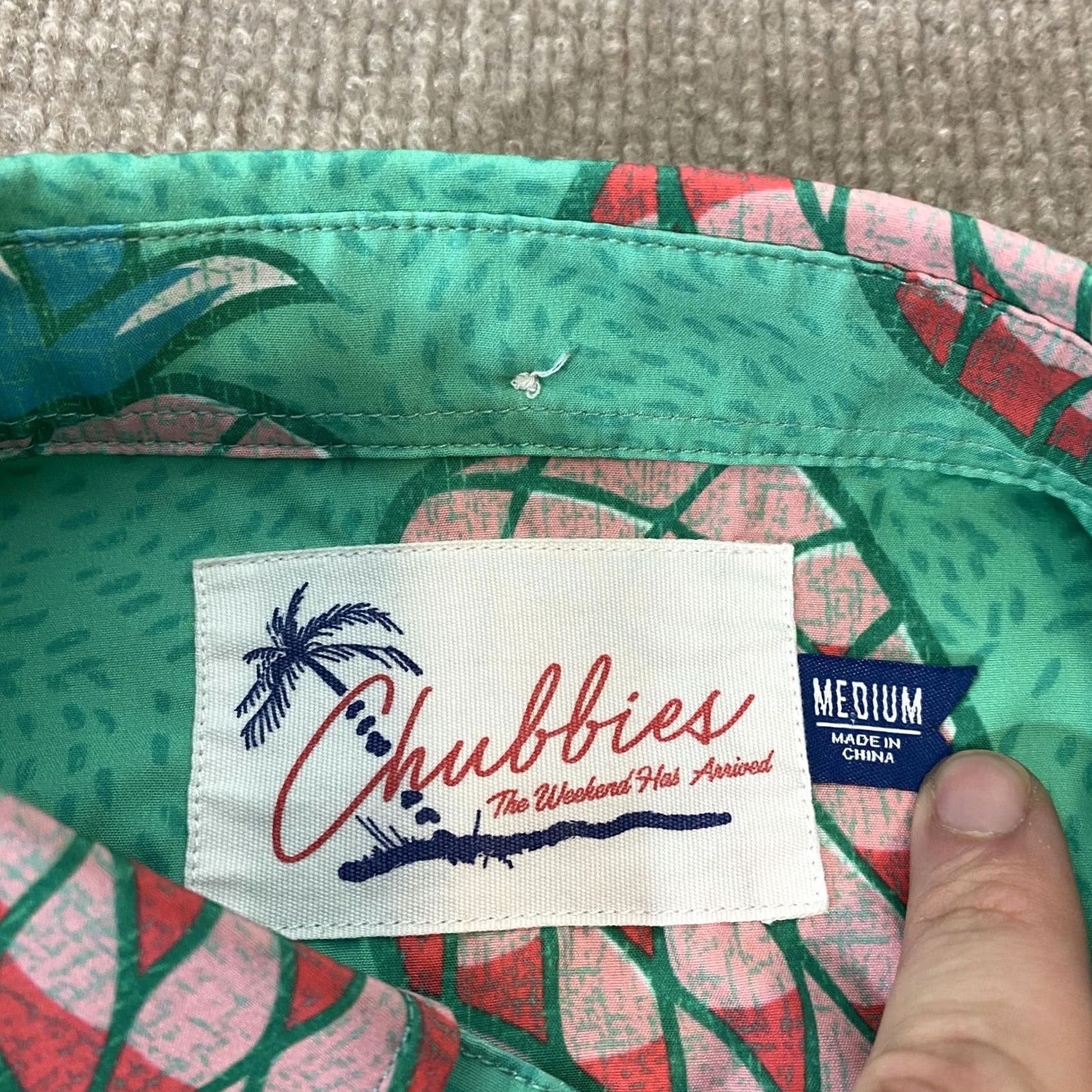 Chubbies Chubbies Shirt Mens Medium Green Pineapple Print Short Sleeve Casual Size US M / EU 48-50 / 2 - 4 Thumbnail