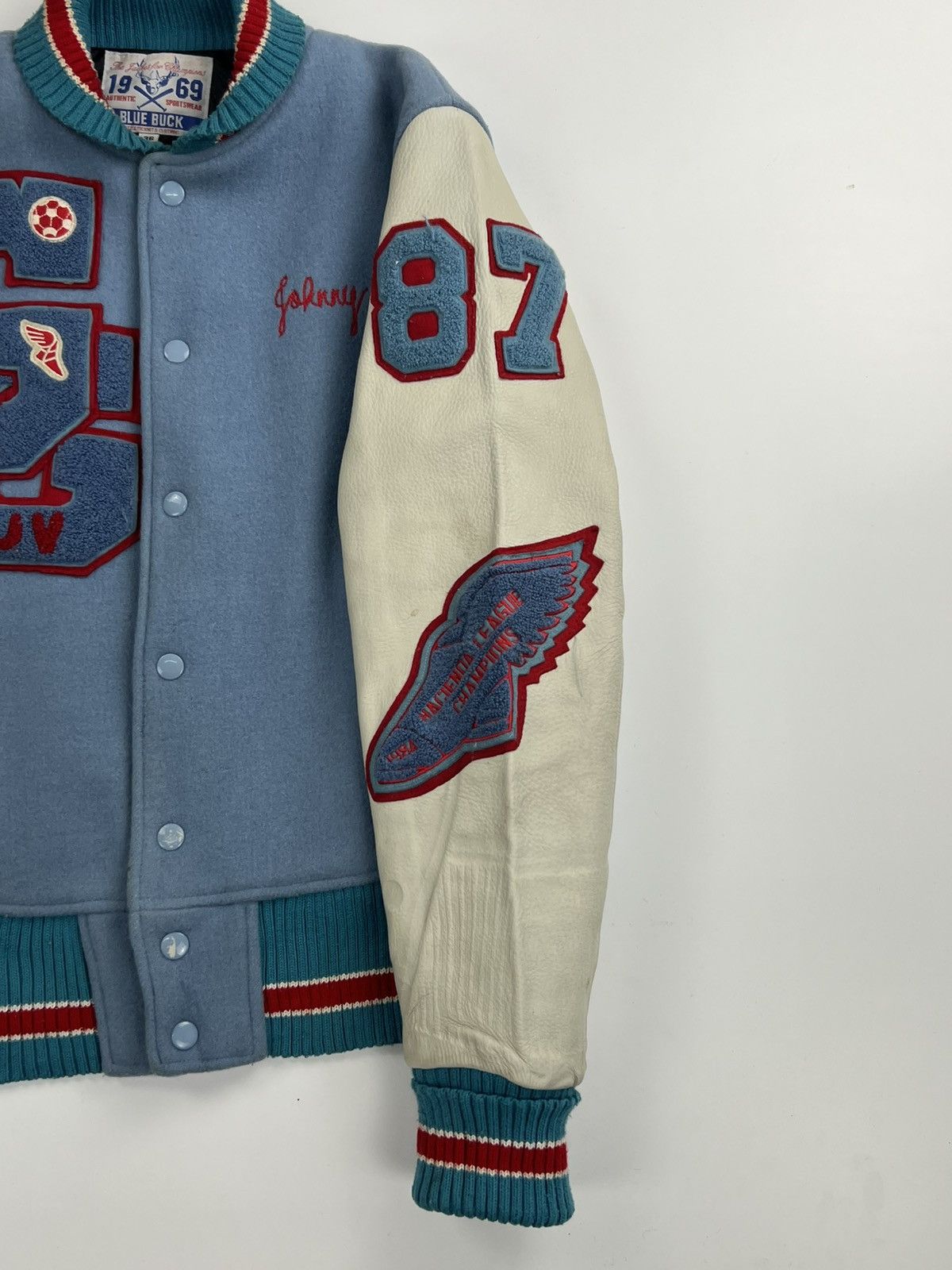 Japanese Brand VINTAGE BLUE BUCK VARSITY JACKET Size US XXS / EU 40 - 4 Thumbnail