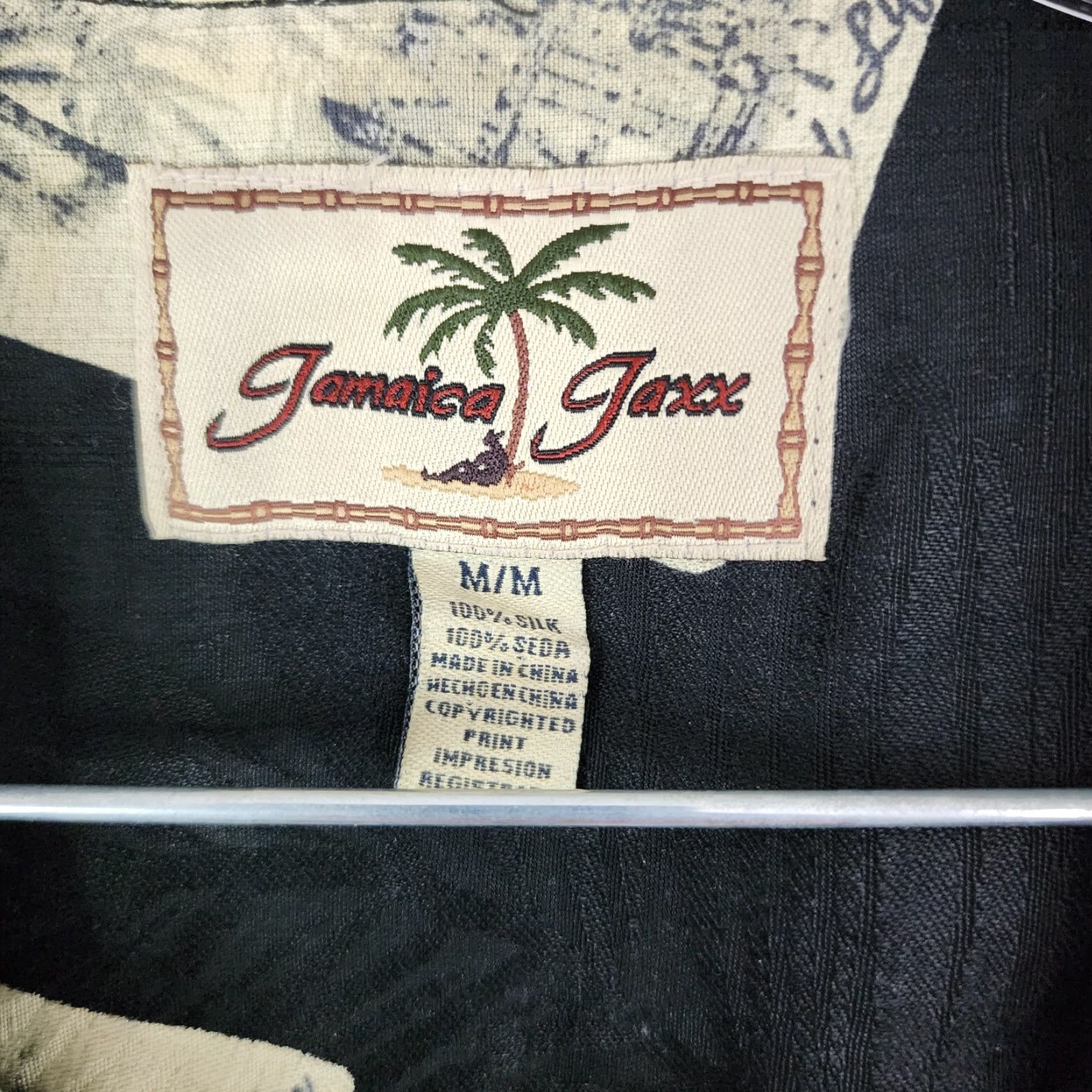 Vintage VINTAGE Jamaica Jaxx Men's Hawaiian Shirt Short Sleeve Silk Black M Men's Size US 31 - 6 Thumbnail