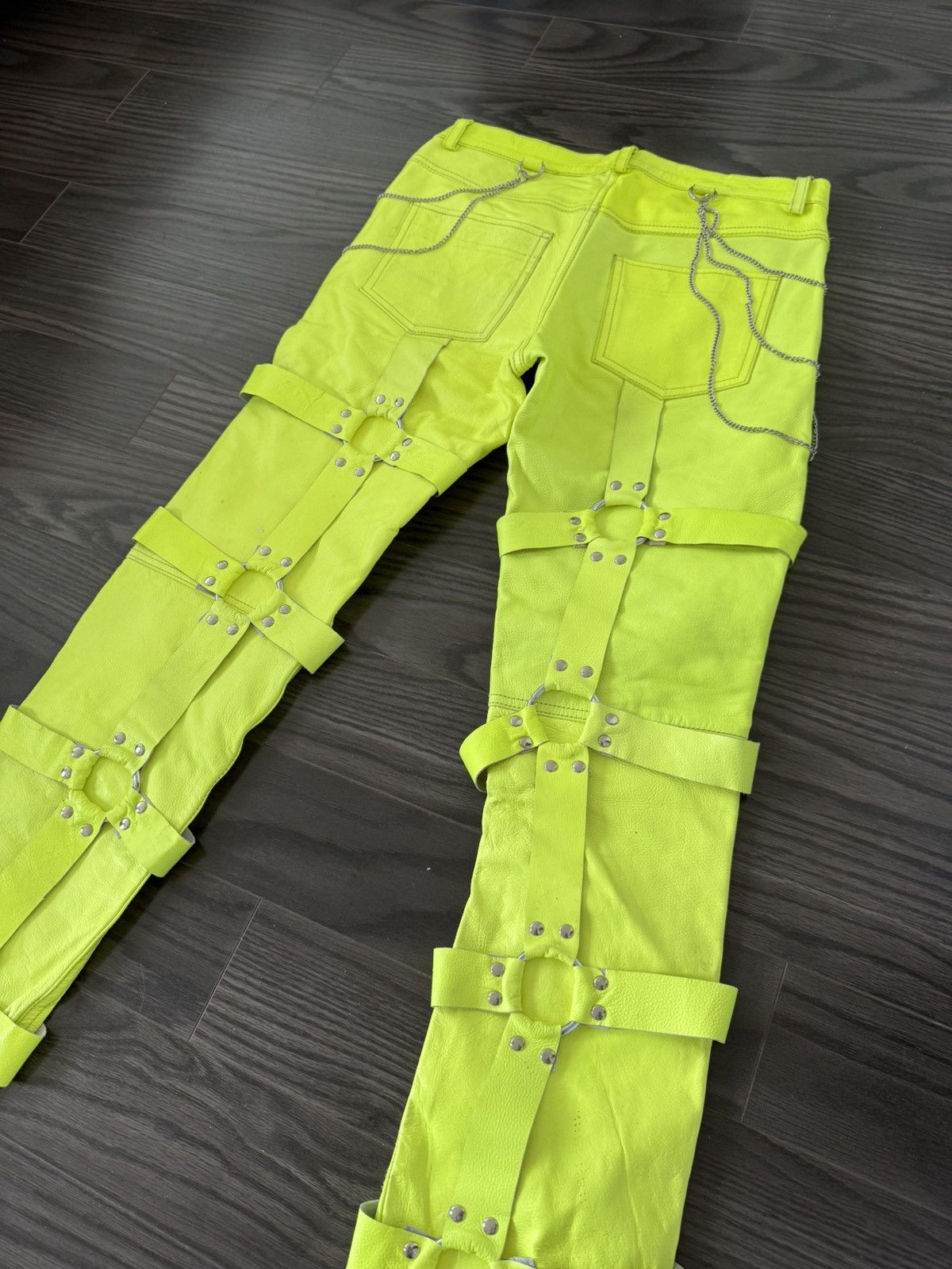 Ev Bravado × Vlone × Who Decides War Ev Bravado LEATHER BONDAGE NEON GREEN Size US 30 / EU 46 - 12 Thumbnail