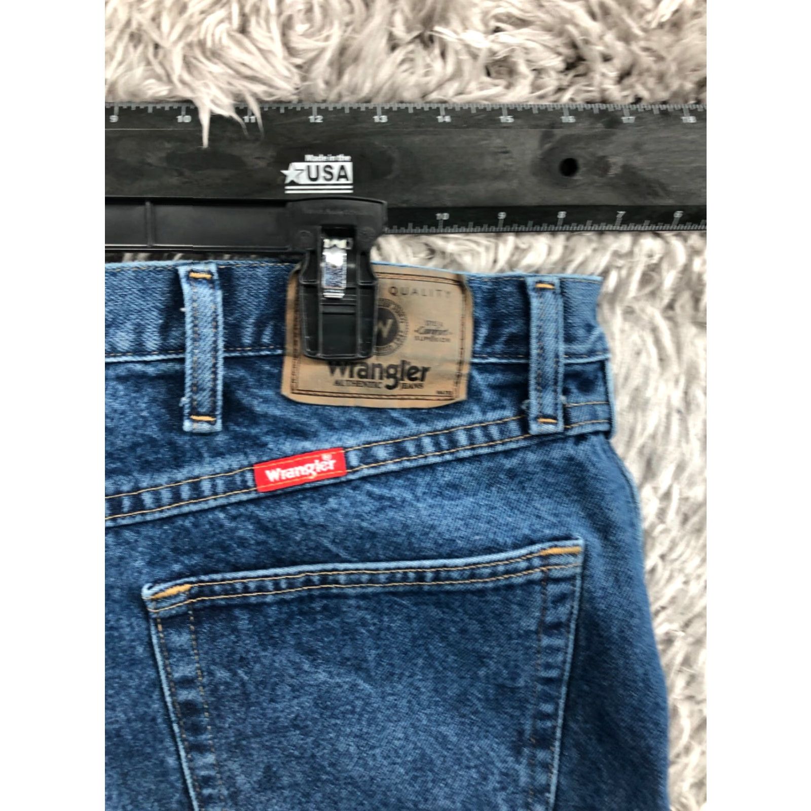 Wrangler Wrangler Jeans Straight 42x30 Mens Mid Blue Wash Denim 5-Pocket Regular Belt Loops Size US 42 / EU 58 - 6 Thumbnail