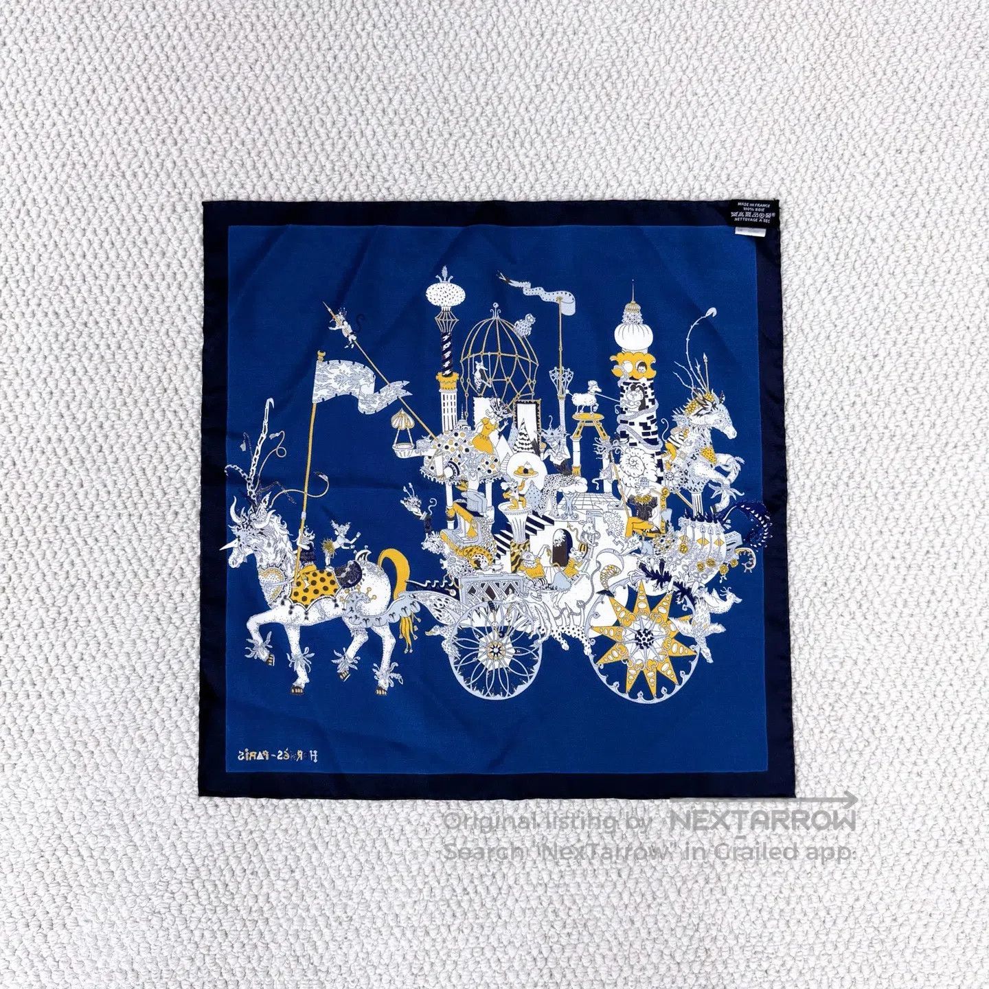 Hermes Hermes Carriage Pumpkin Line Drawing Pattern Silk and Mulb Size ONE SIZE - 2 Thumbnail
