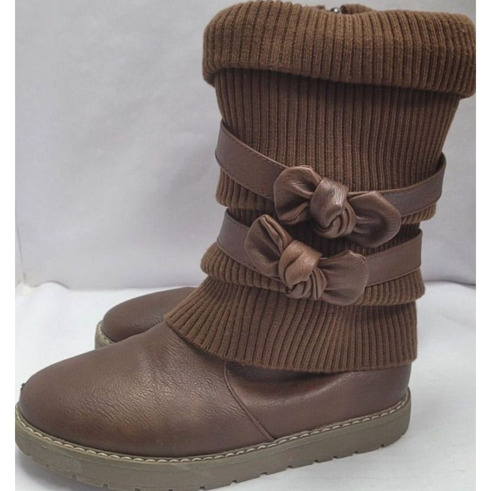 Vintage Dream Pairs Women's 4 Brown Slouch Boots Faux Fur Lined Side Zipper Buckles Size US 4 / IT 34 - 2 Thumbnail
