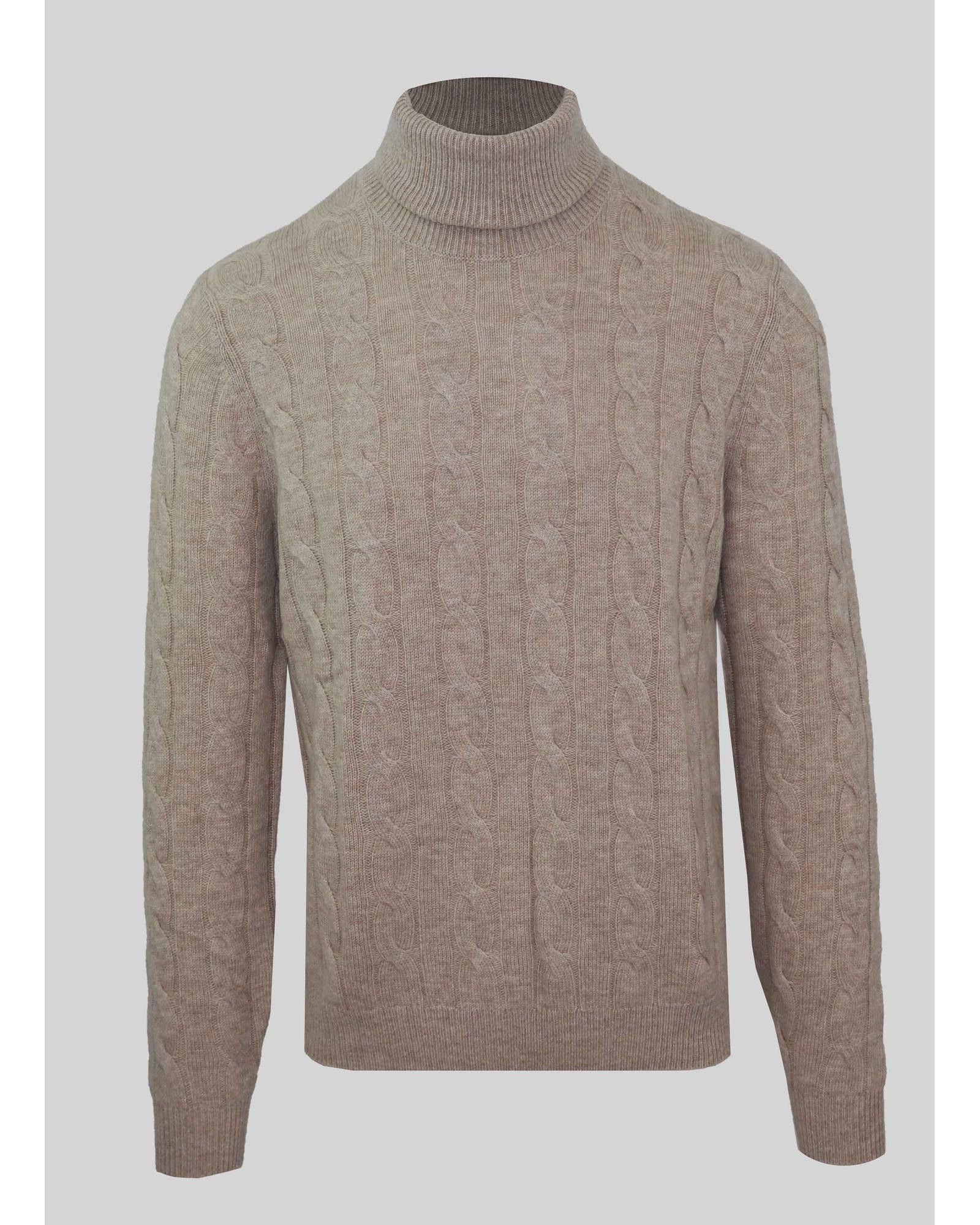 image of Malo Wool Cashmere Turtleneck Sweater in Brown, Men's (Size Small)