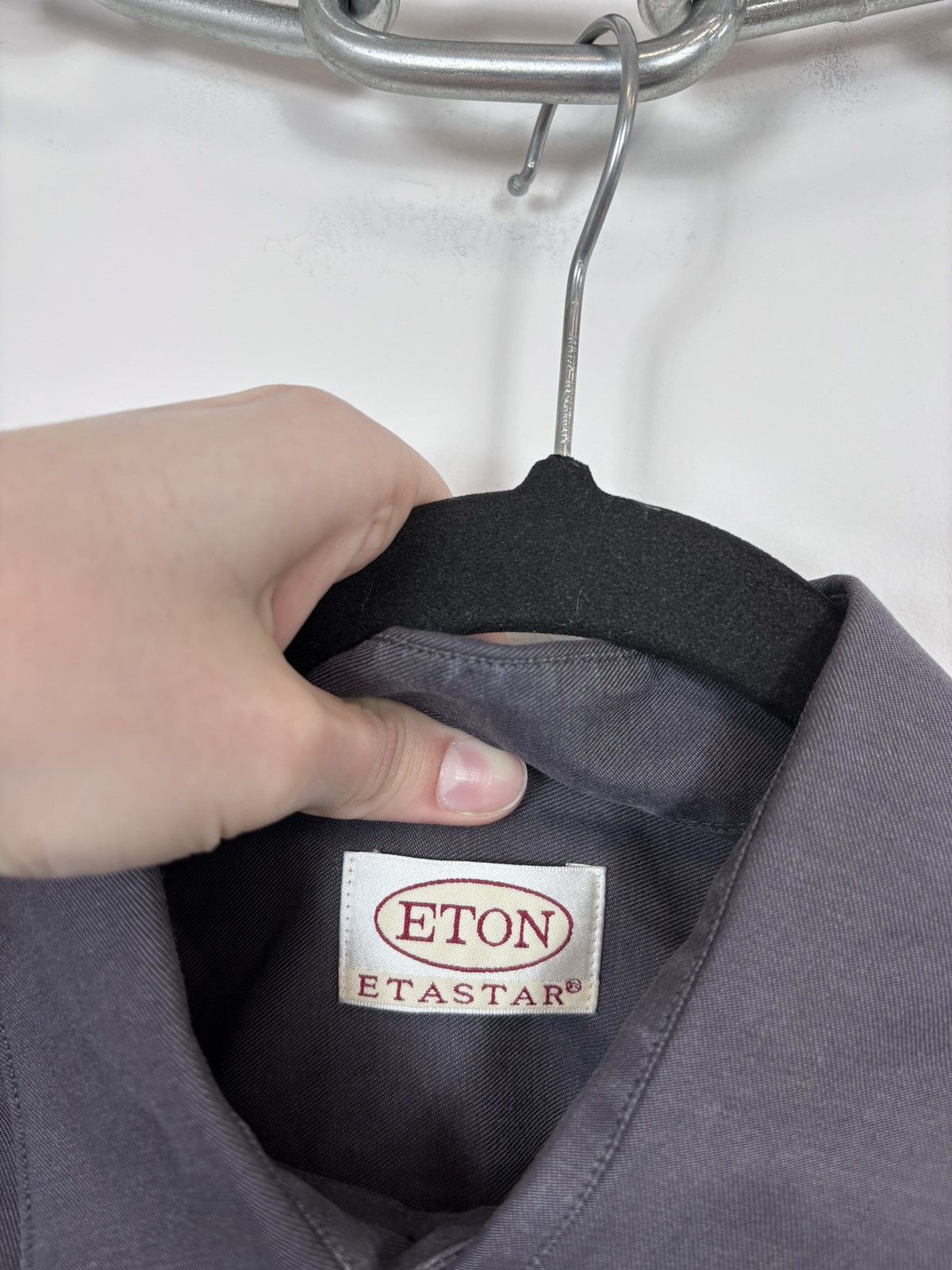 Eton Eton Elastar Vintage Men’s Navy Grey Button Up Shirt Size US XL / EU 56 / 4 - 12 Thumbnail