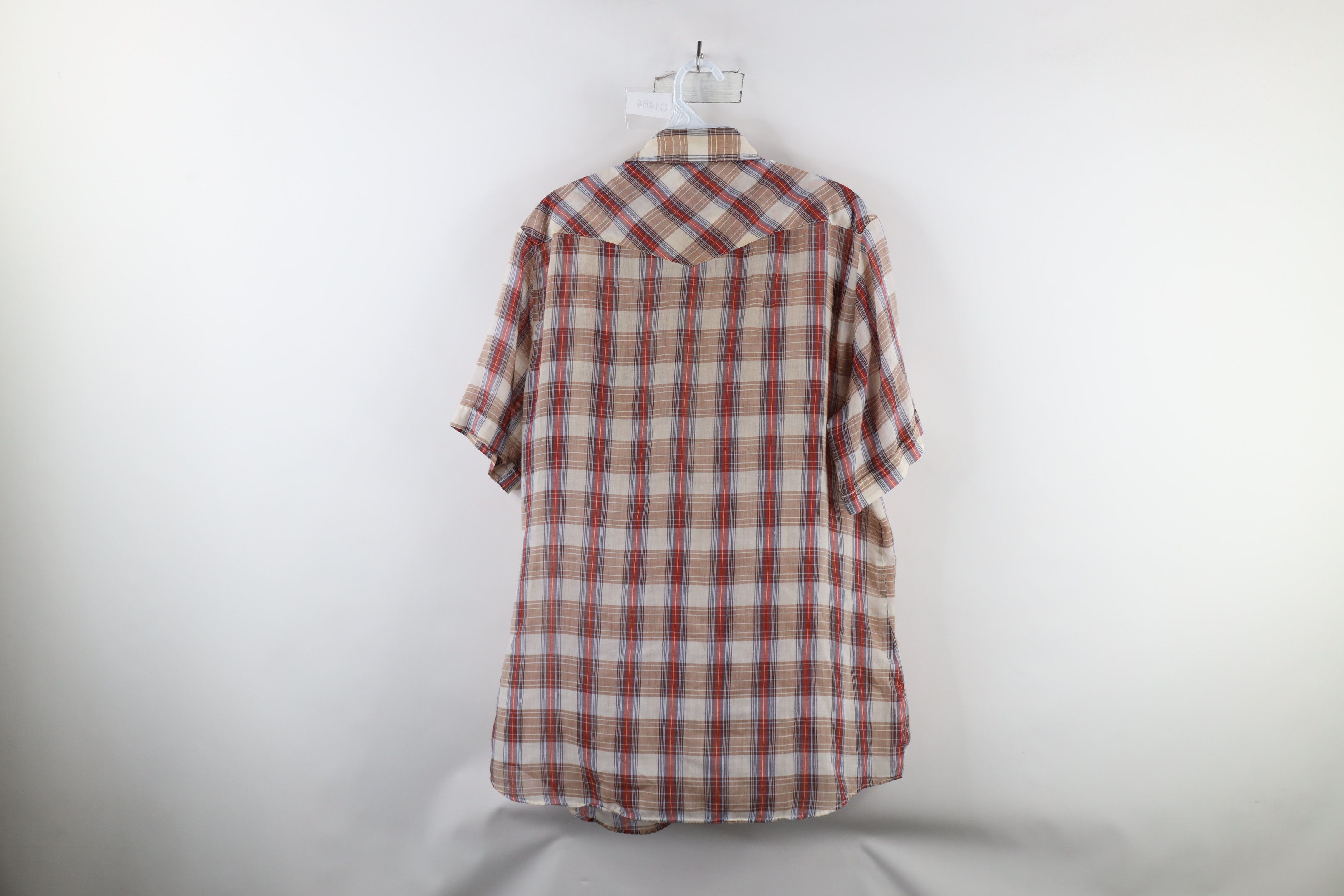 Vintage Vintage 70s Streetwear Sheer Western Button Shirt Plaid Size US L / EU 52-54 / 3 - 13 Thumbnail